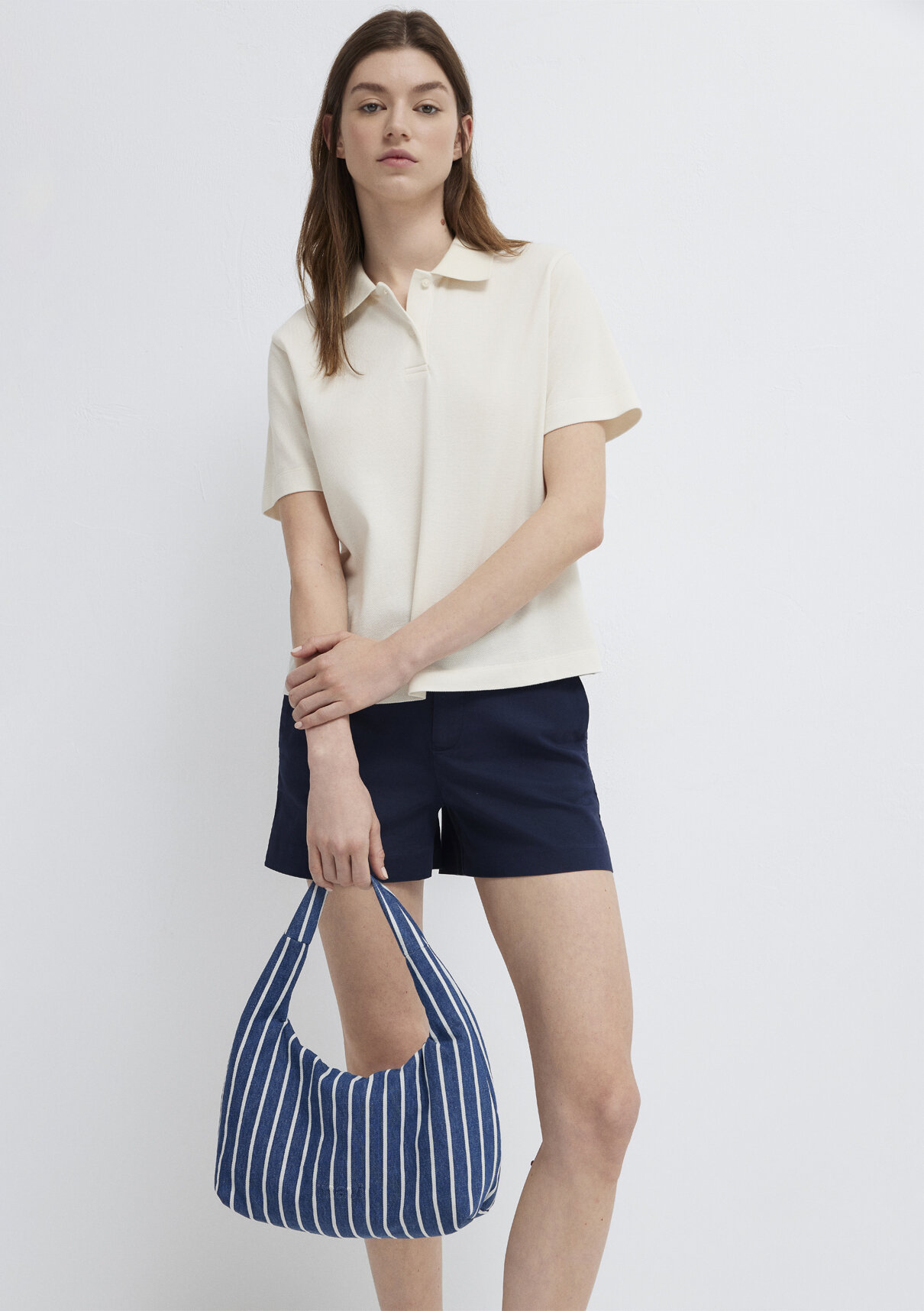 Mavi Çizgili Denim Omuz Çantası