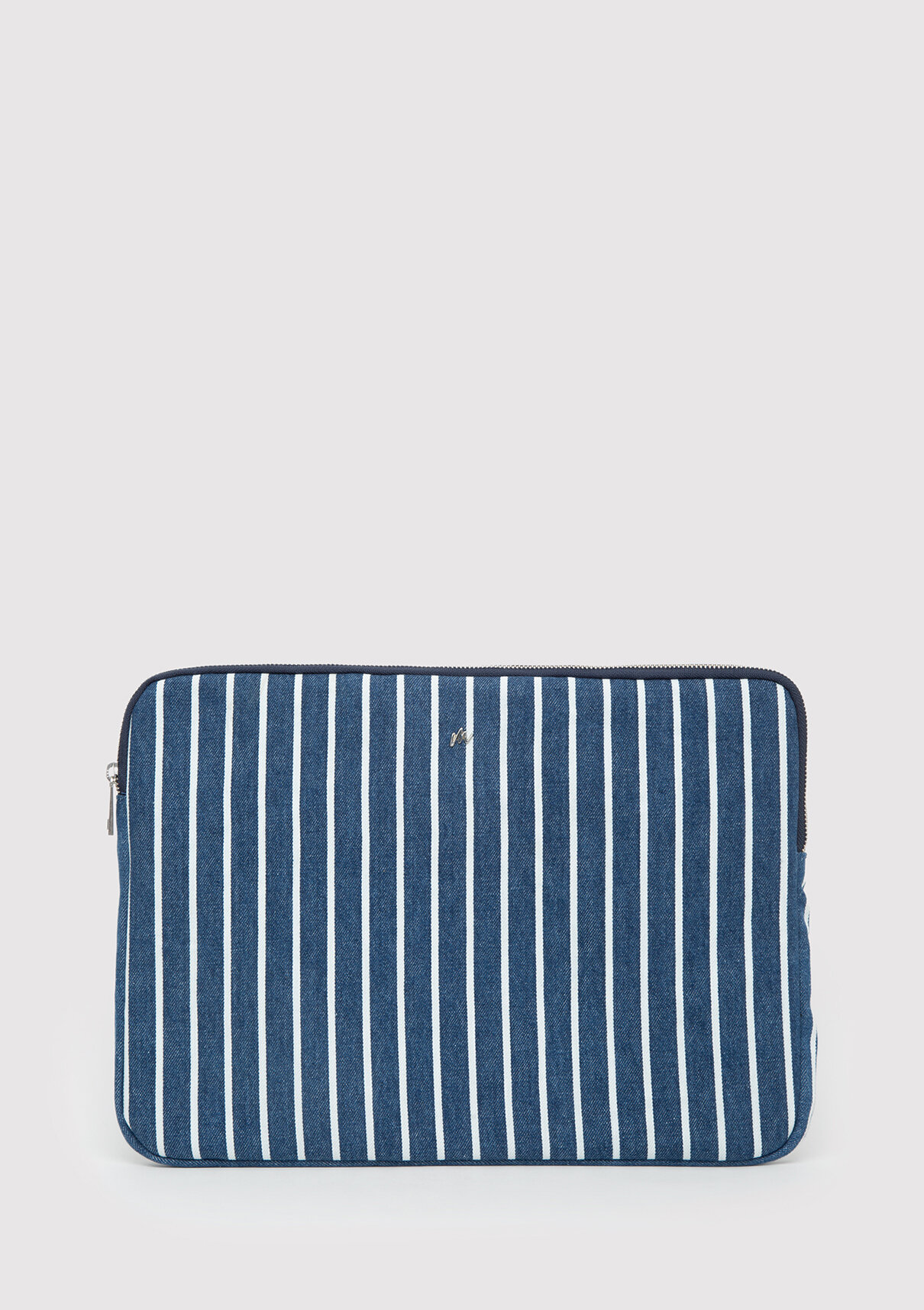 Mavi Çizgili Denim Laptop Çantası görsel 2