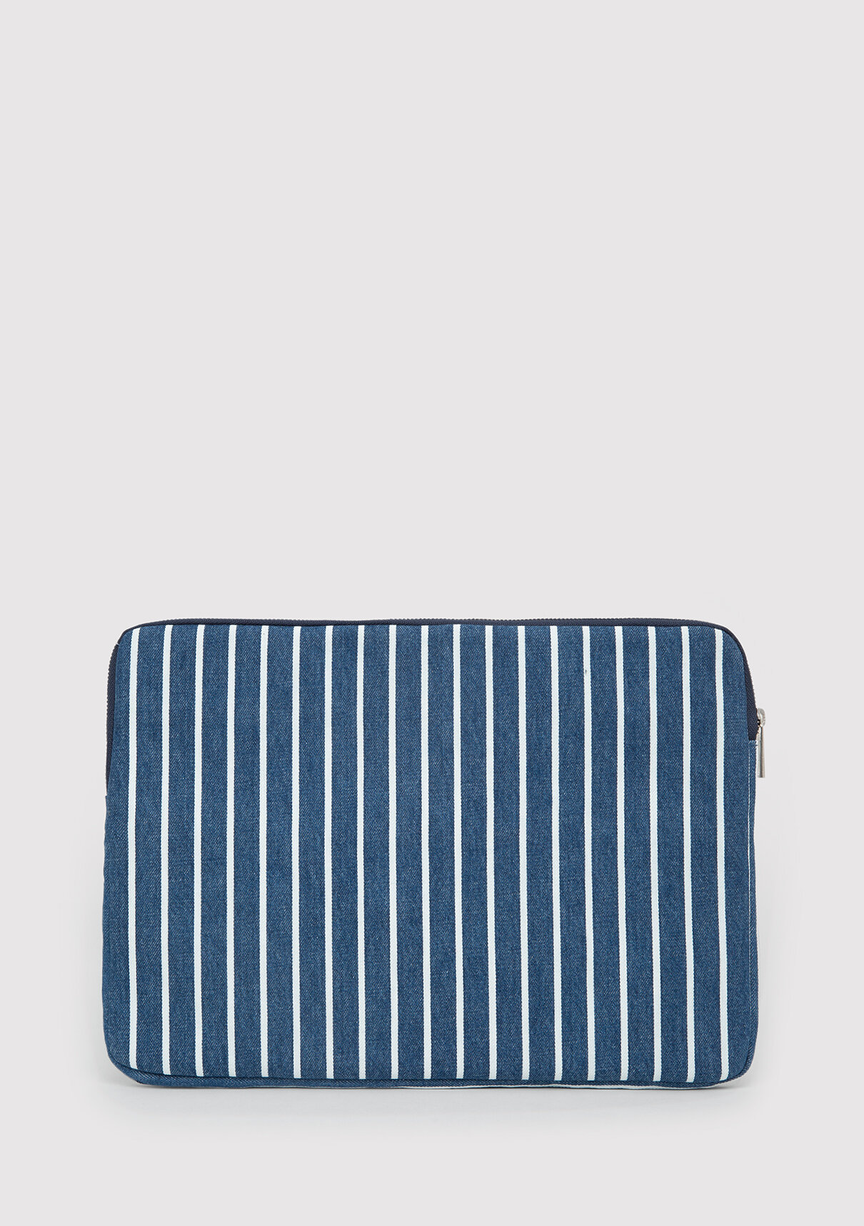Mavi Çizgili Denim Laptop Çantası görsel 4