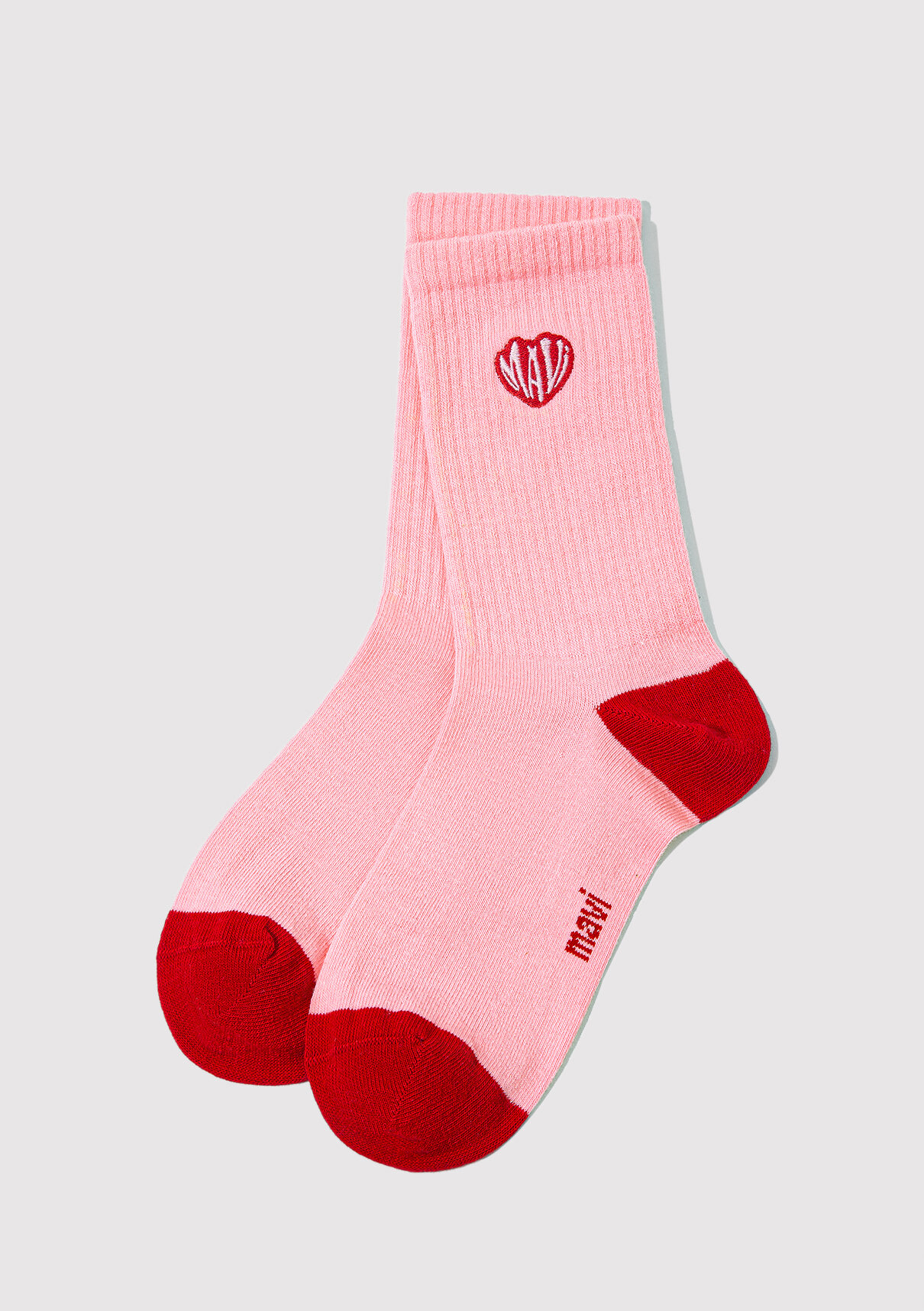 Mavi Logo Nakışlı Pembe Soket Çorap