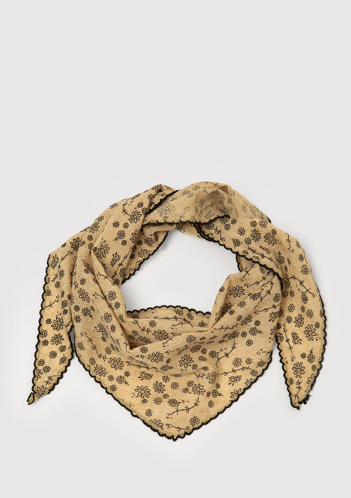Mavi Baskılı Kahverengi Bandana görsel 2