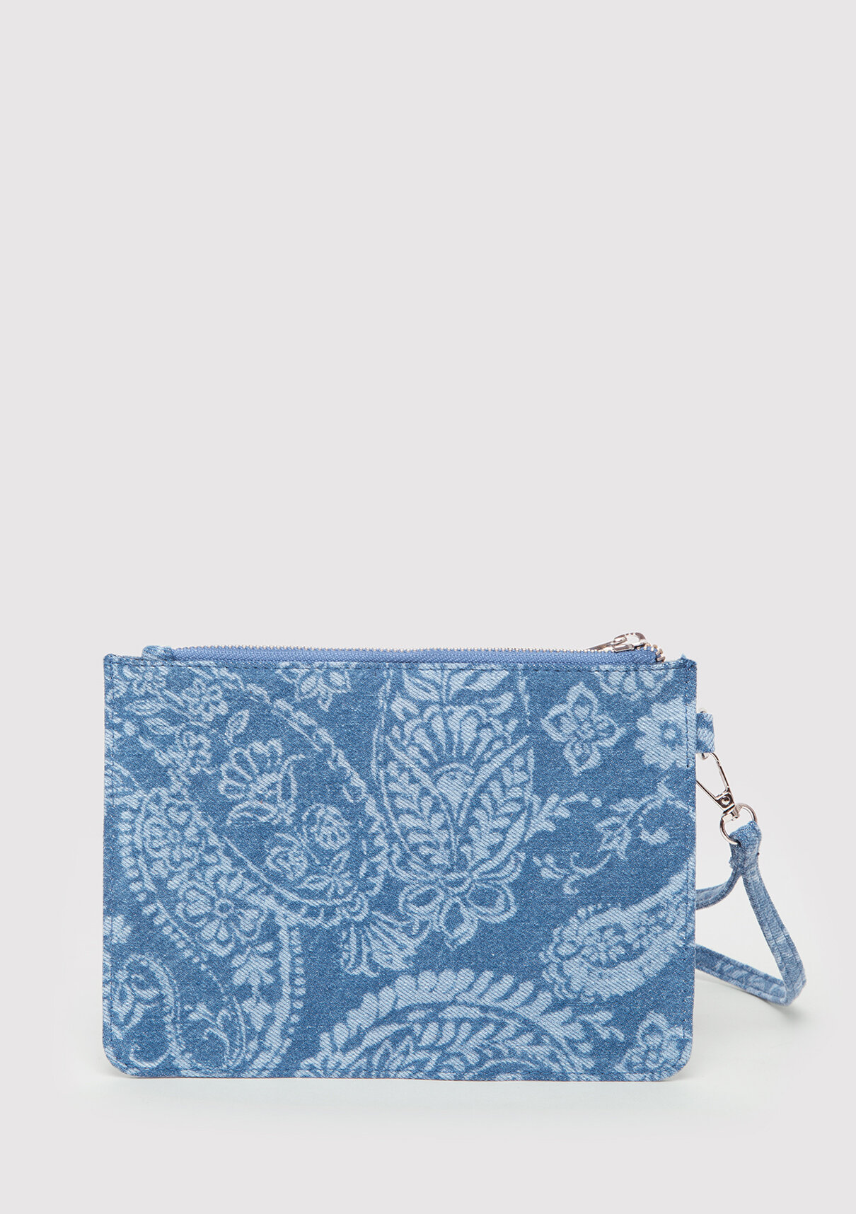 Mavi Etnik Desenli Denim El Çantası görsel 3