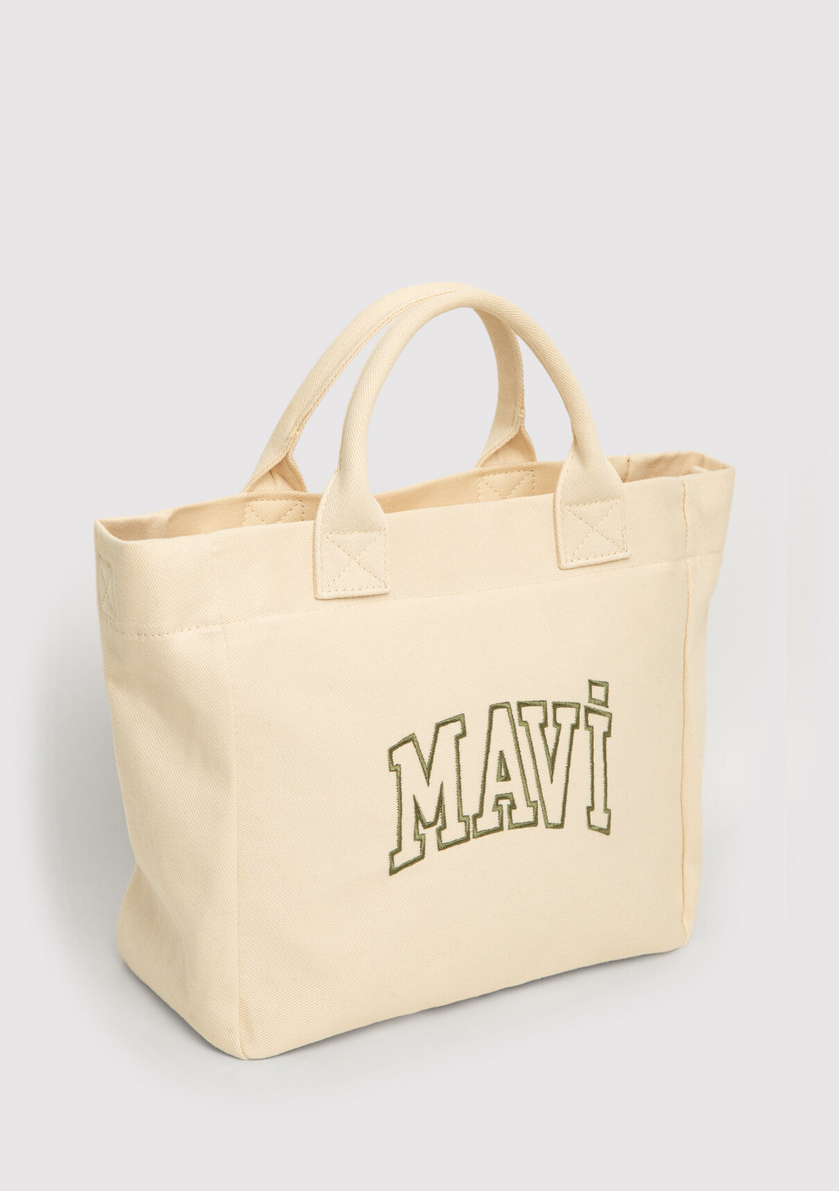 Mavi Logo Nakışlı Bej Omuz Çantası görsel 3