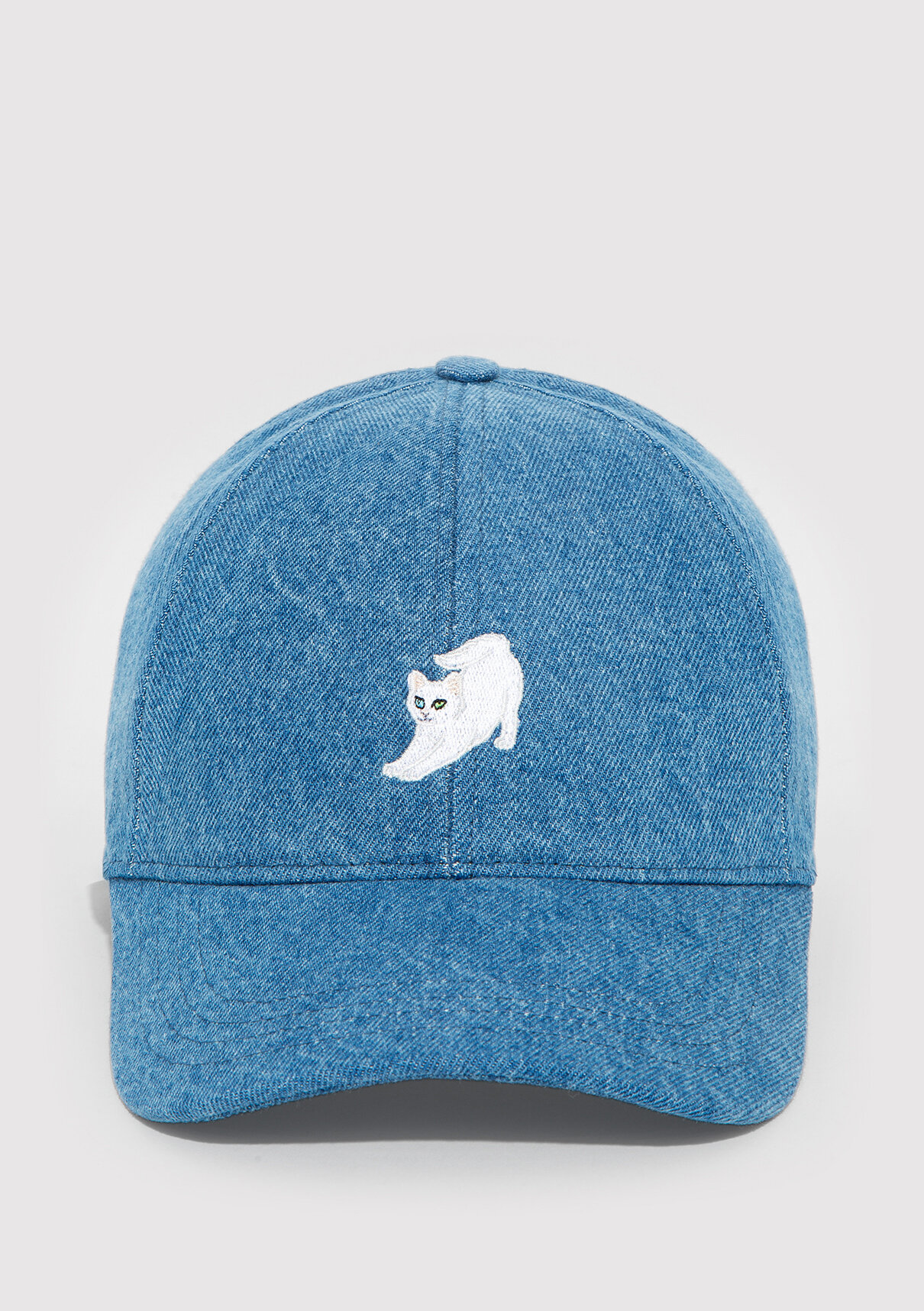 Mavi Kedi Nakışlı Denim Şapka görsel 3