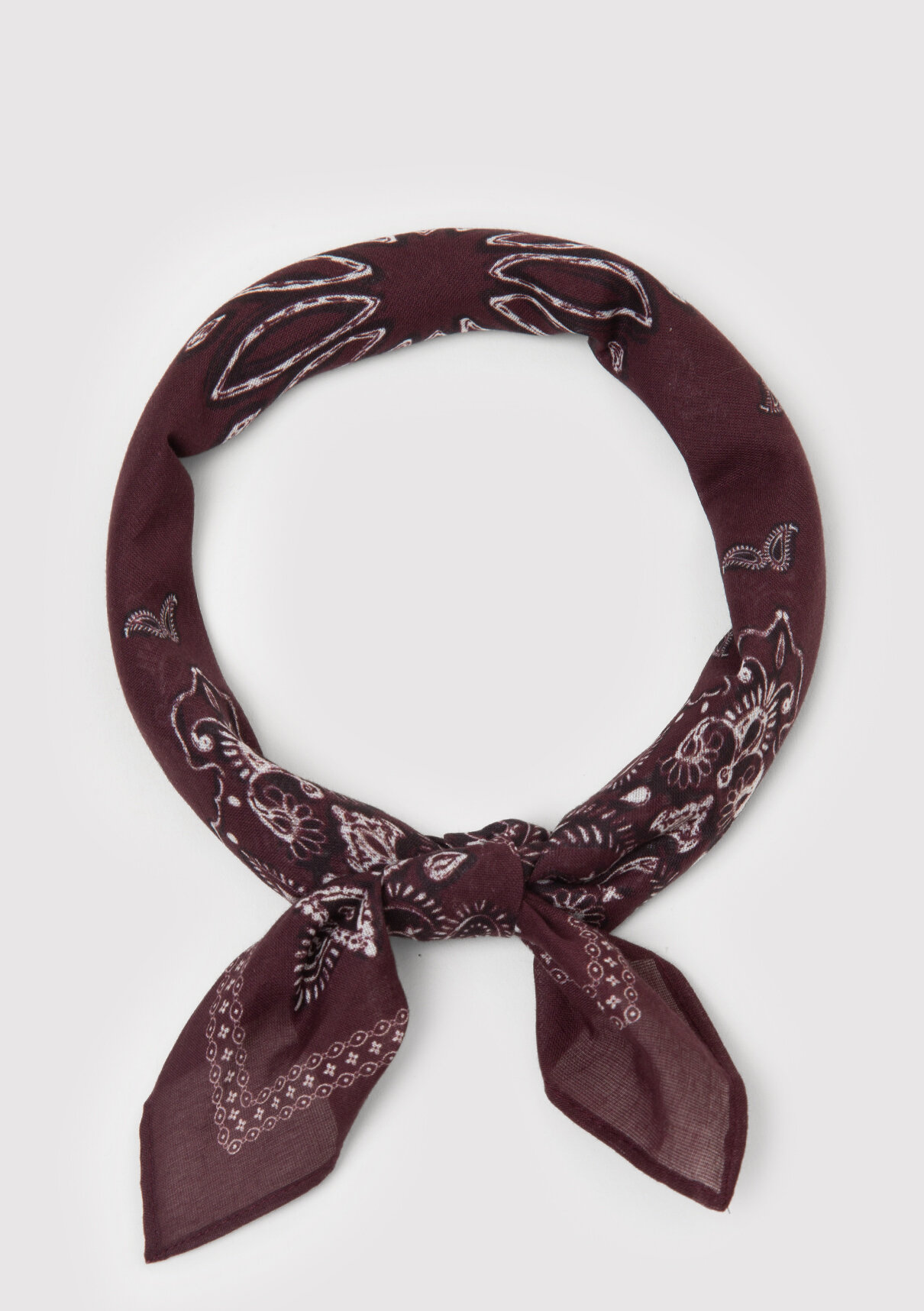 Mavi Şal Desenli Bordo Bandana görsel 3