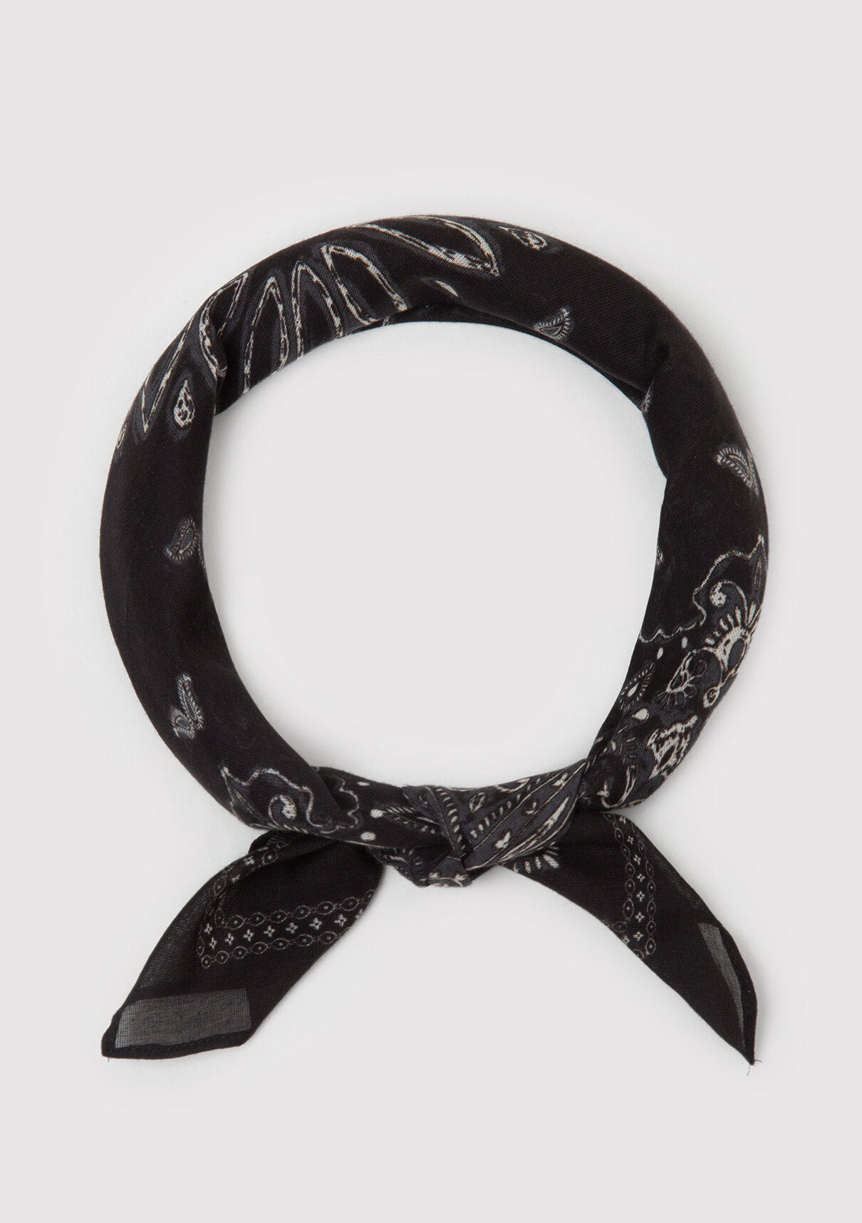 Mavi Şal Desenli Siyah Bandana görsel 3