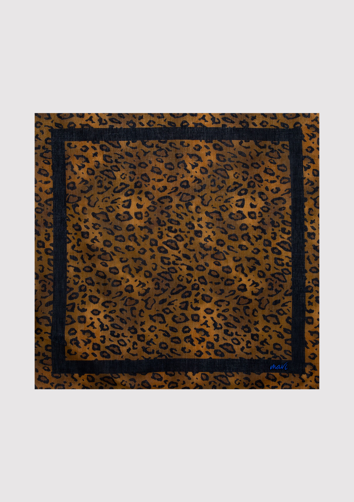 Mavi Leopar Desenli Kahverengi Bandana görsel 4