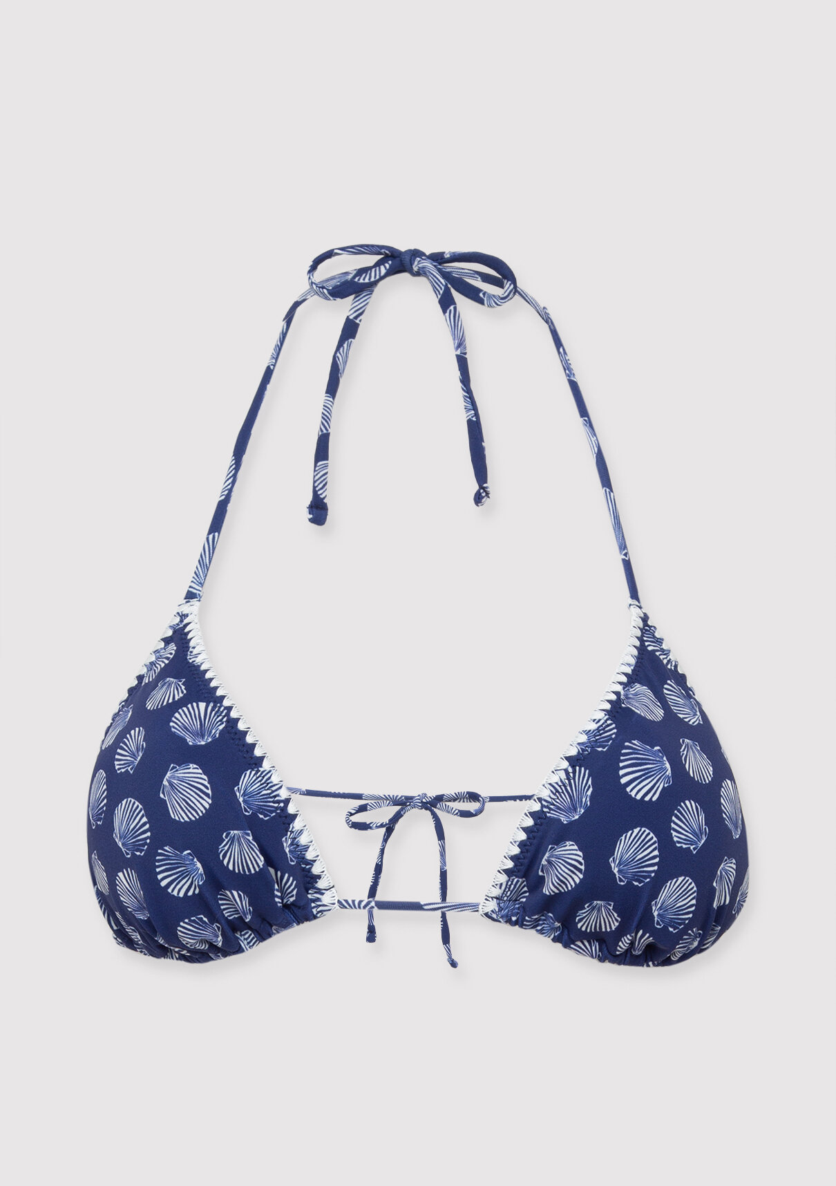Mavi Deniz Kabuğu Baskılı Lacivert Bikini Üstü görsel 7