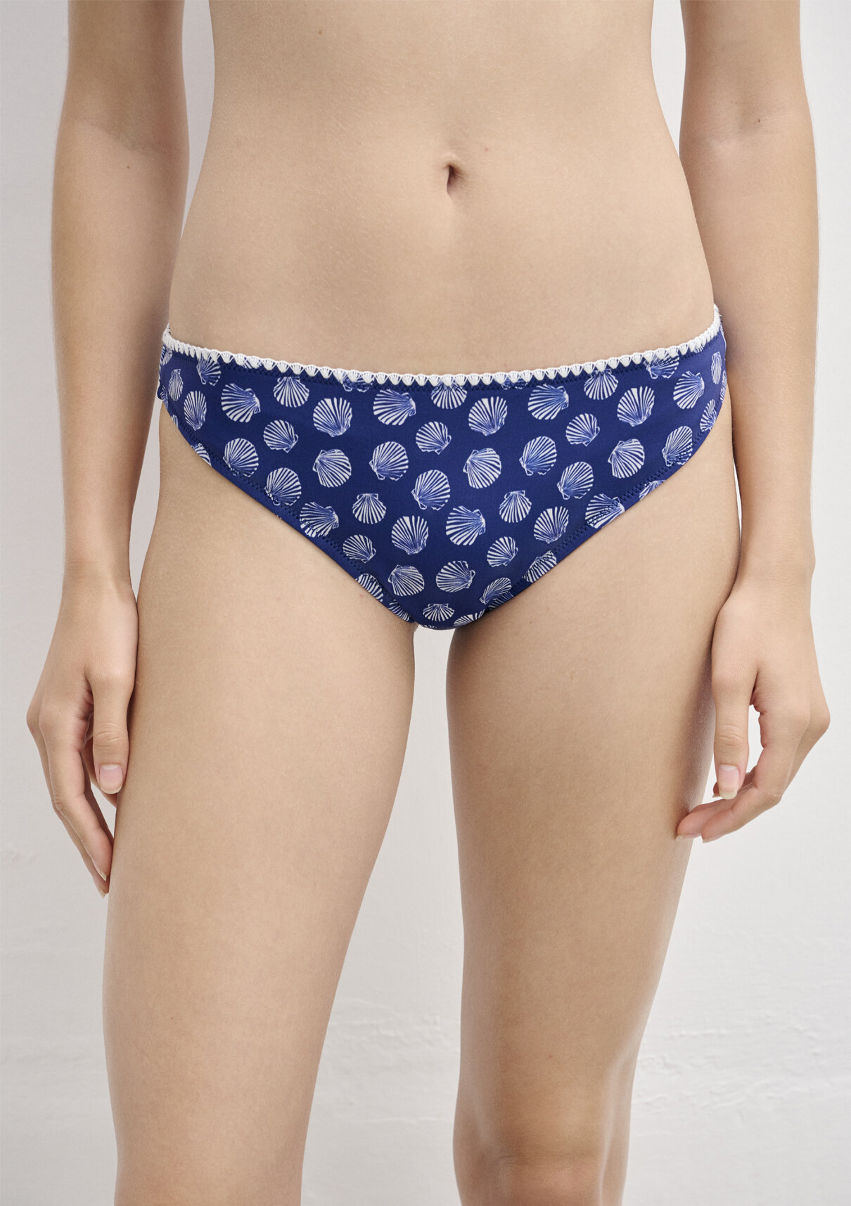 Mavi Deniz Kabuğu Baskılı Lacivert Bikini Altı görsel 5