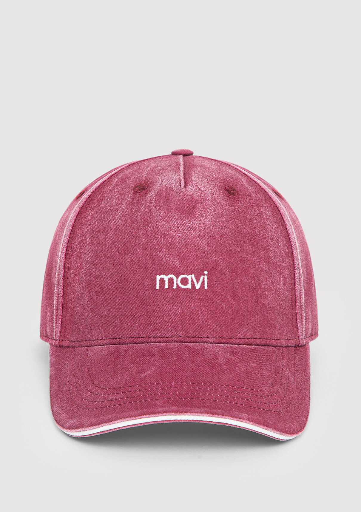 Mavi Nakışlı Bordo Şapka görsel 3