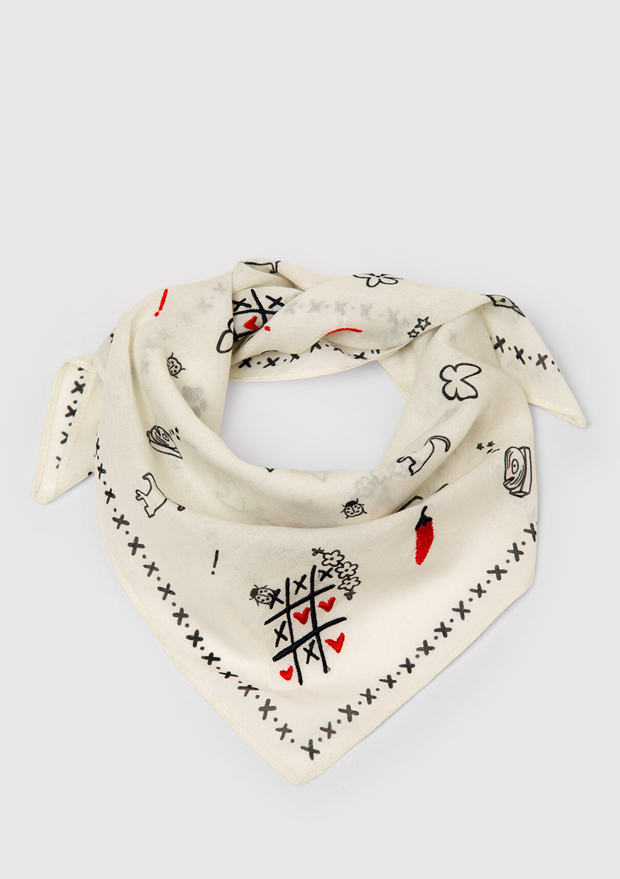 Mavi Baskılı Ekru Bandana görsel 2