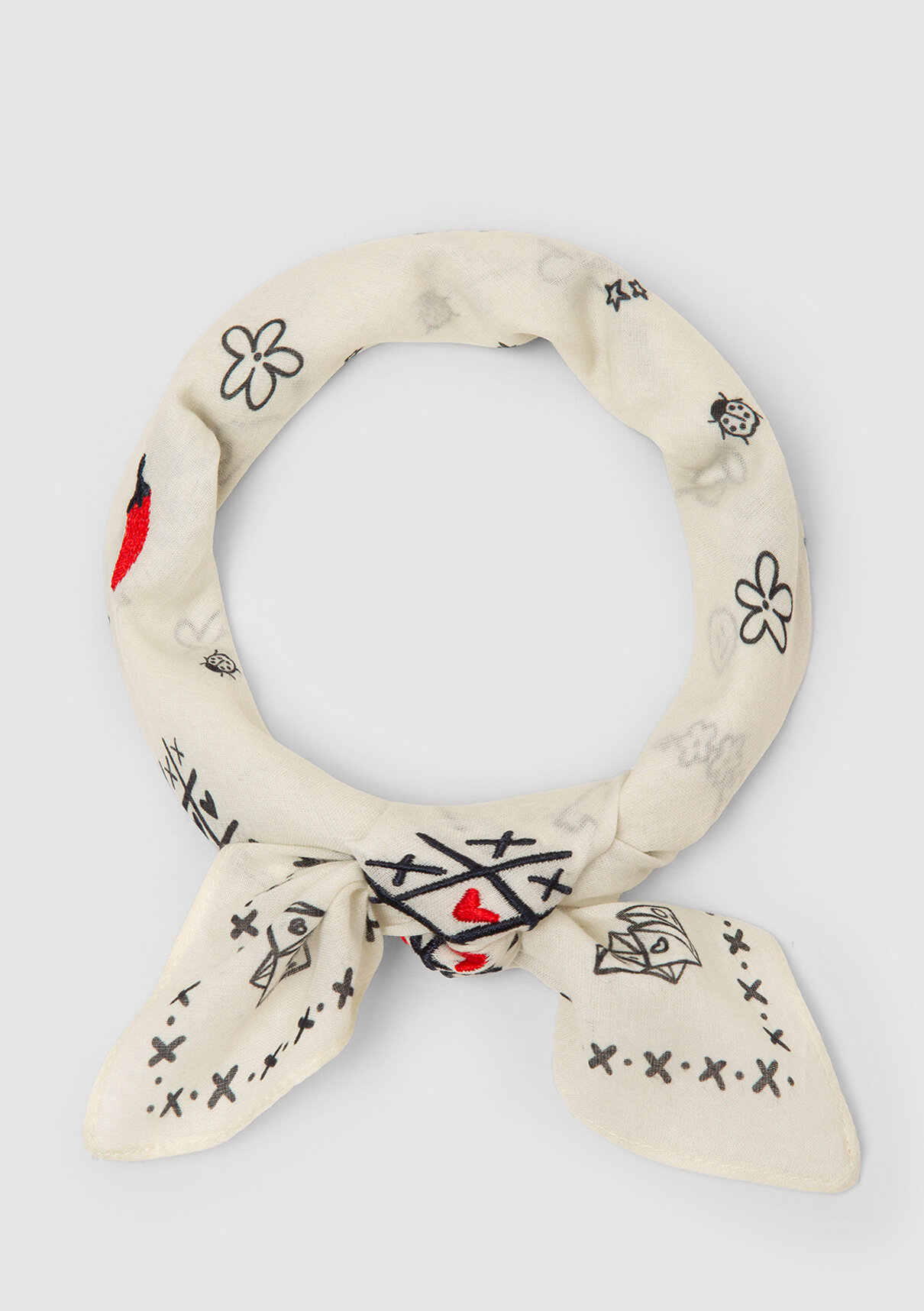 Mavi Baskılı Ekru Bandana görsel 3
