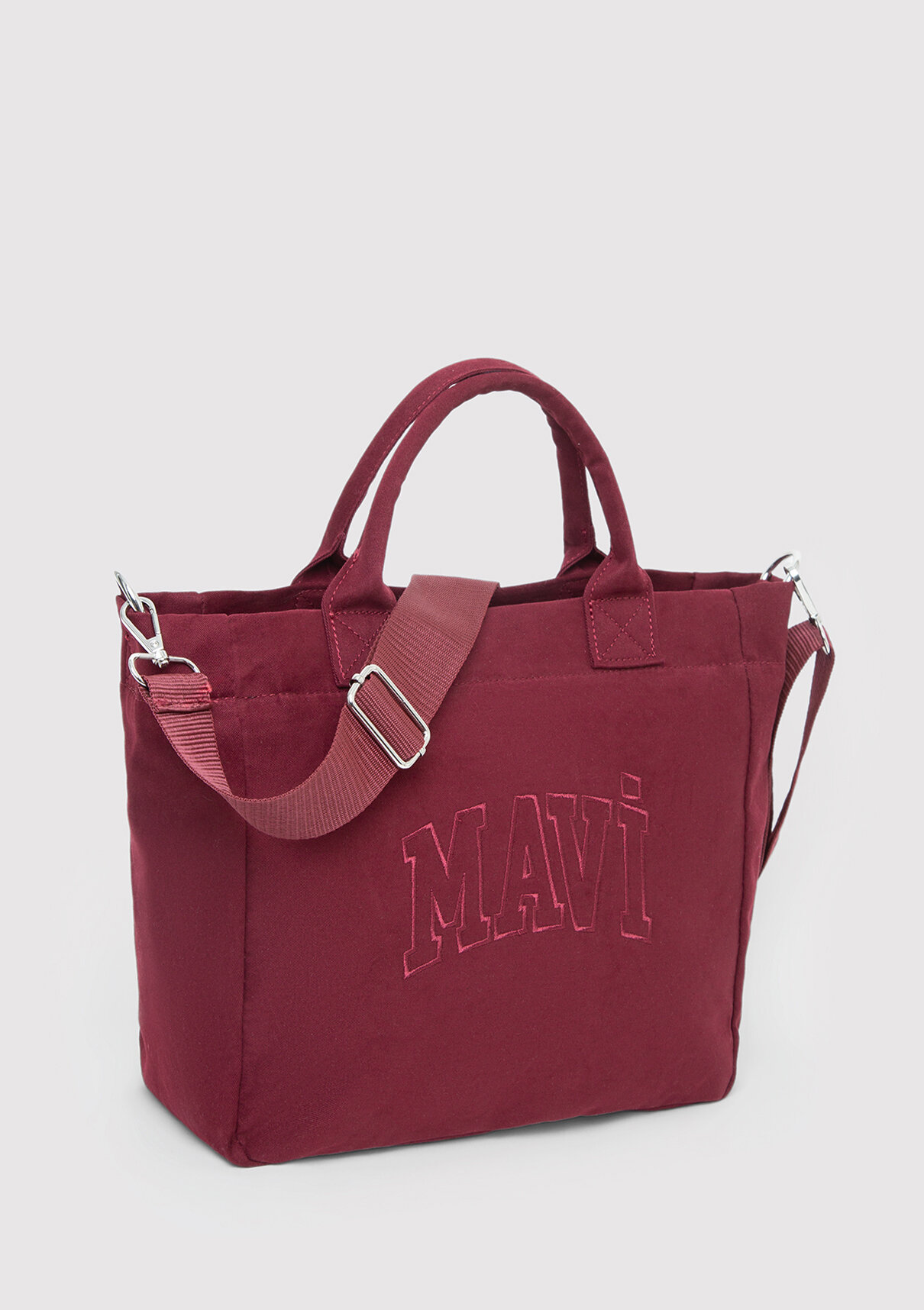 Mavi Logo Nakışlı Bordo Omuz Çantası görsel 2