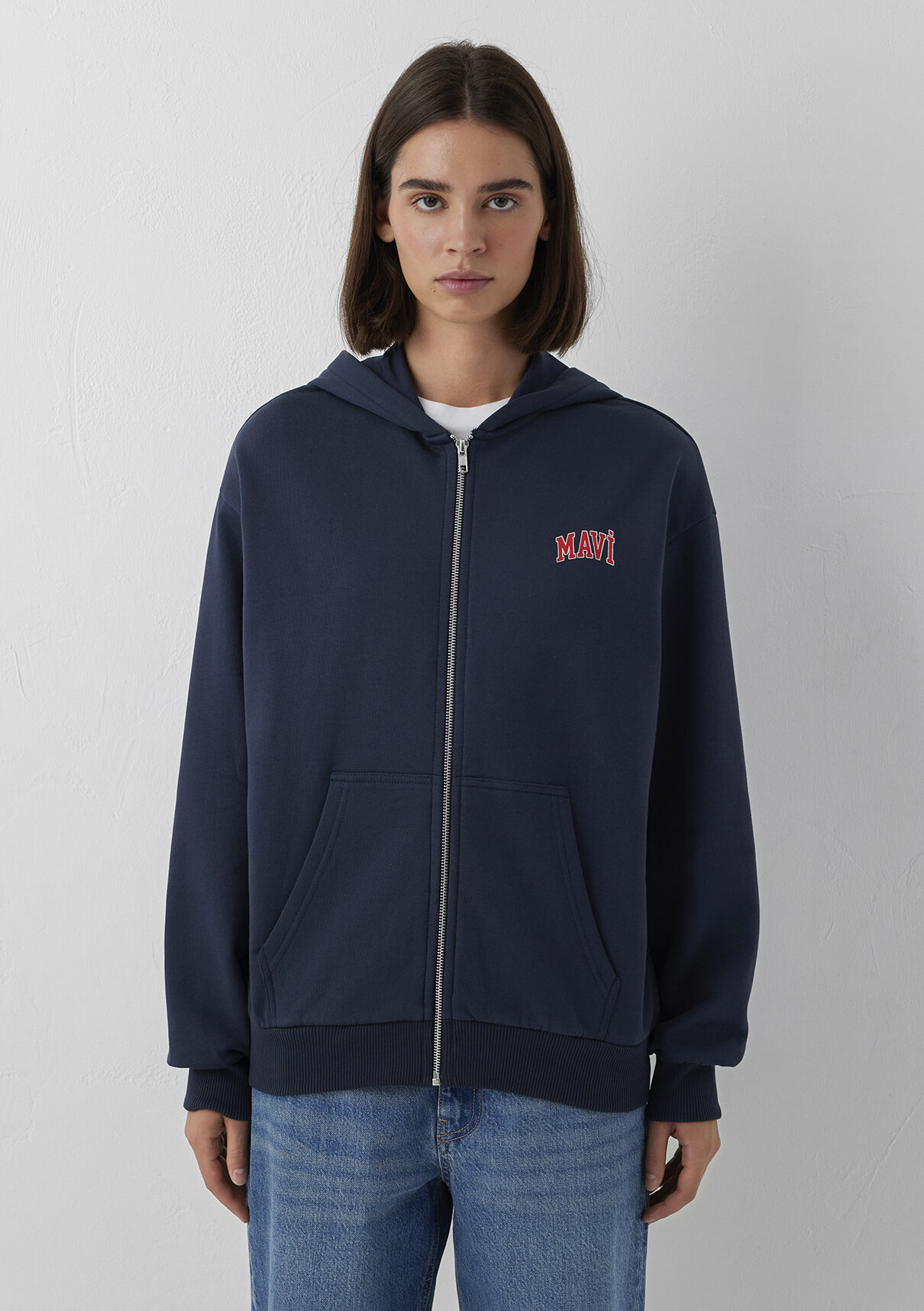 Mavi Kapüşonlu Lacivert Sweatshirt görsel 3