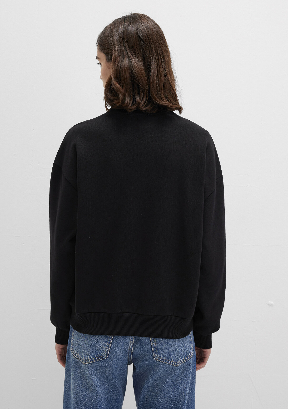Mavi Logo Baskılı Yarı Fermuarlı Siyah Sweatshirt görsel 4