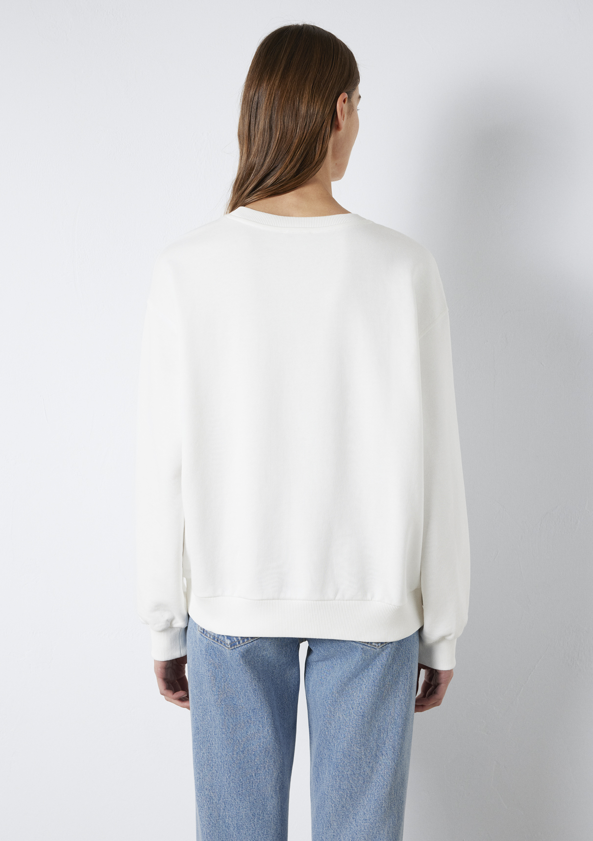 Mavi Nakışlı Ekru Sweatshirt görsel 6