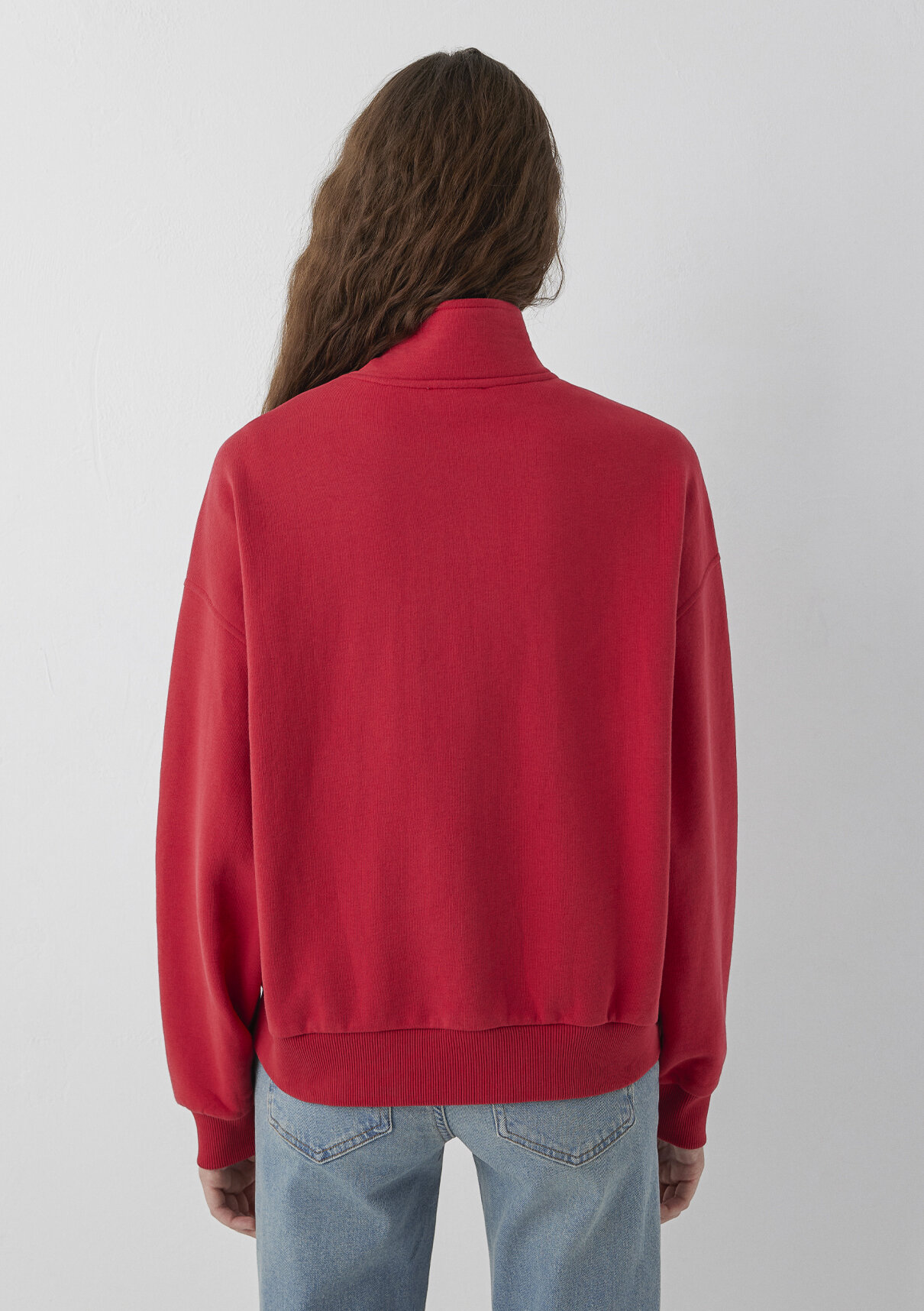 Mavi Logo Yarı Fermuarlı Kırmızı Sweatshirt görsel 5