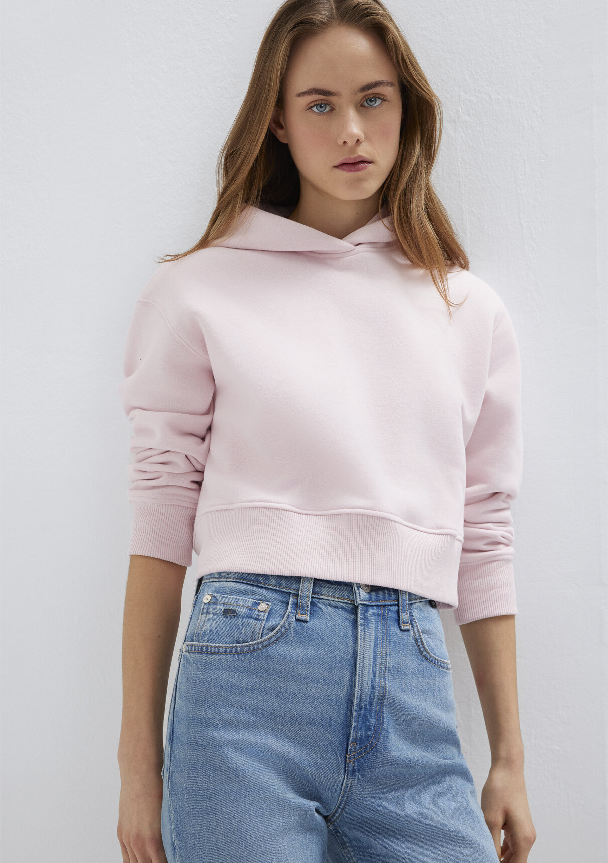 Mavi Kapüşonlu Pembe Sweatshirt