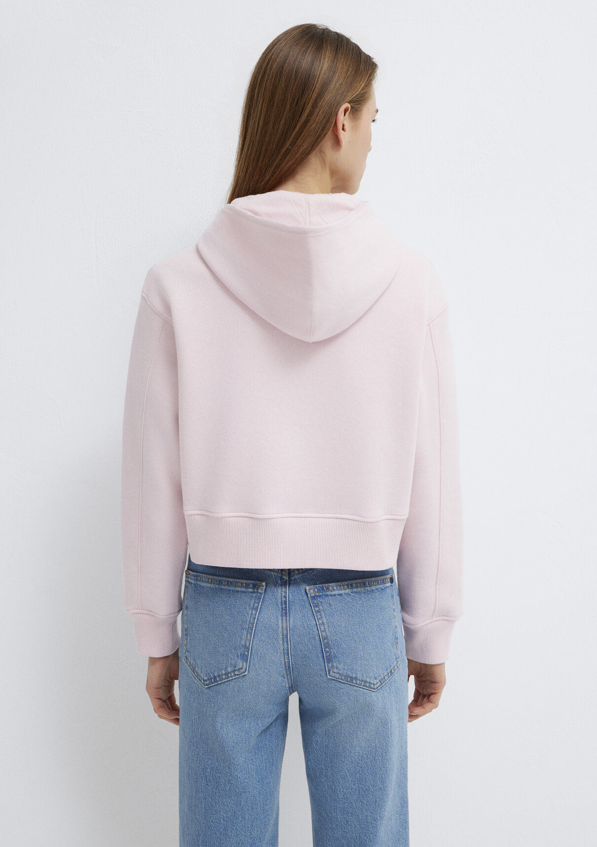 Mavi Kapüşonlu Pembe Sweatshirt görsel 5