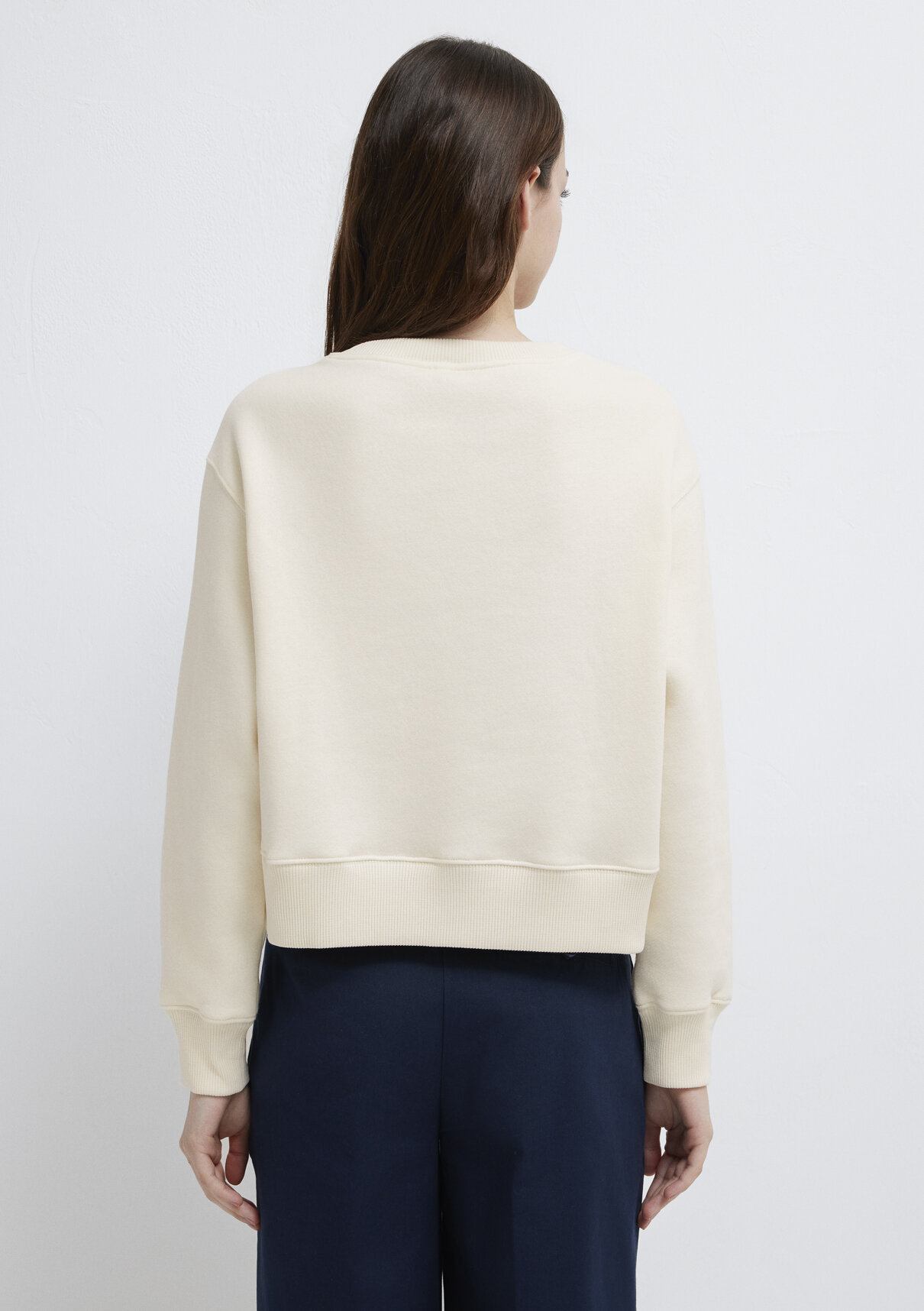 Mavi Bisiklet Yaka Ekru Sweatshirt görsel 6