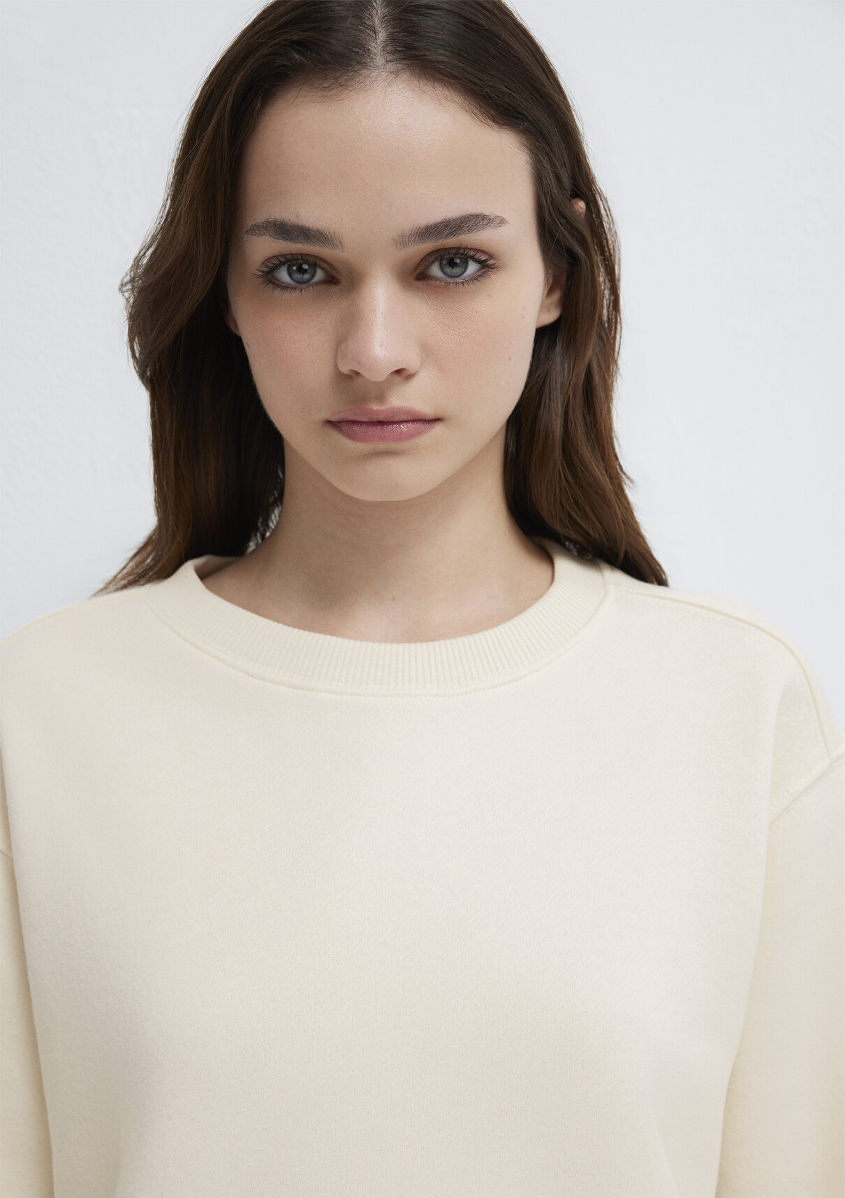 Mavi Bisiklet Yaka Ekru Sweatshirt görsel 7