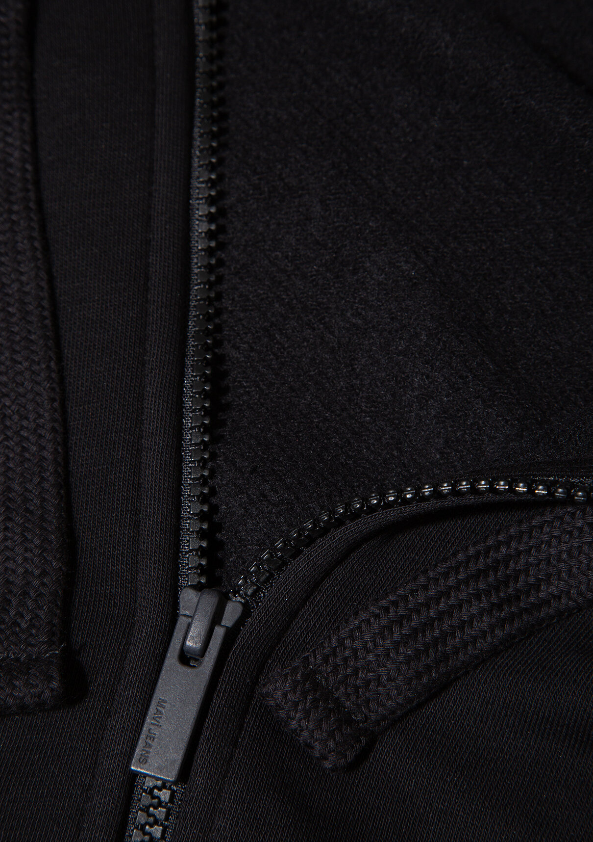Mavi Kapüşonlu Siyah Basic Crop Sweatshirt görsel 7
