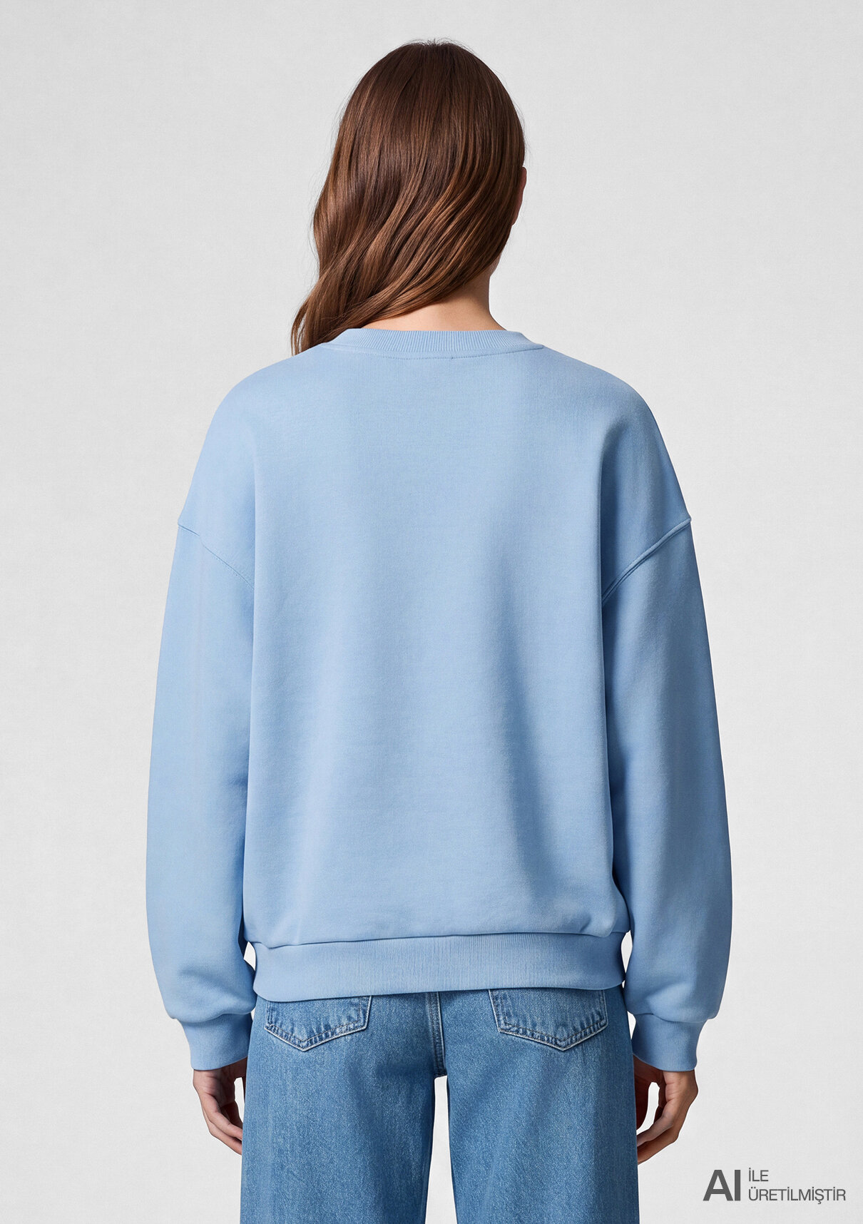 Mavi Logo Baskılı Mavi Sweatshirt görsel 4