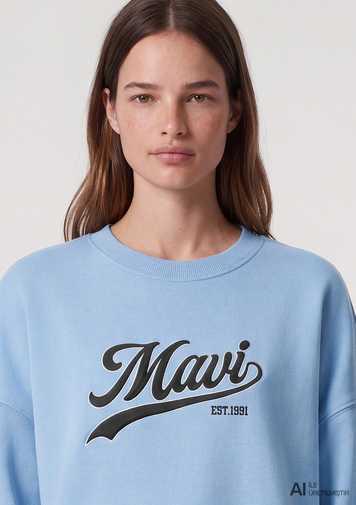 Mavi Logo Baskılı Mavi Sweatshirt görsel 7