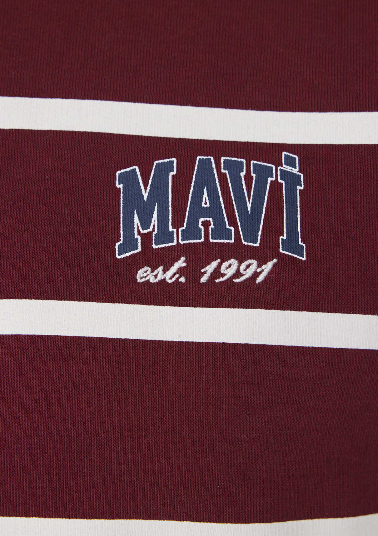 Mavi Logo Çizgili Bordo Sweatshirt görsel 7