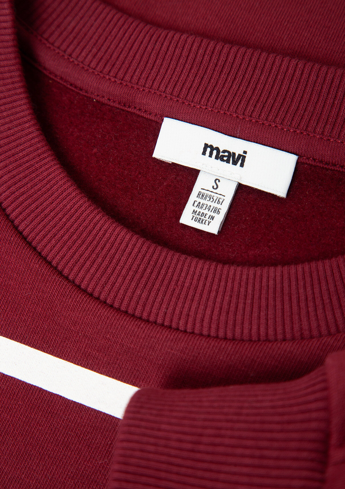 Mavi Logo Çizgili Bordo Sweatshirt görsel 8