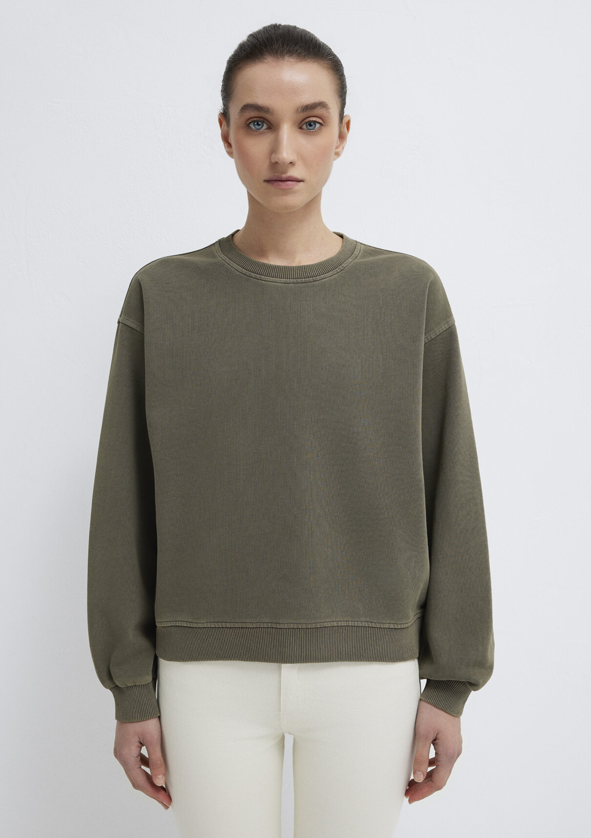 Mavi Bisiklet Yaka Haki Sweatshirt görsel 3