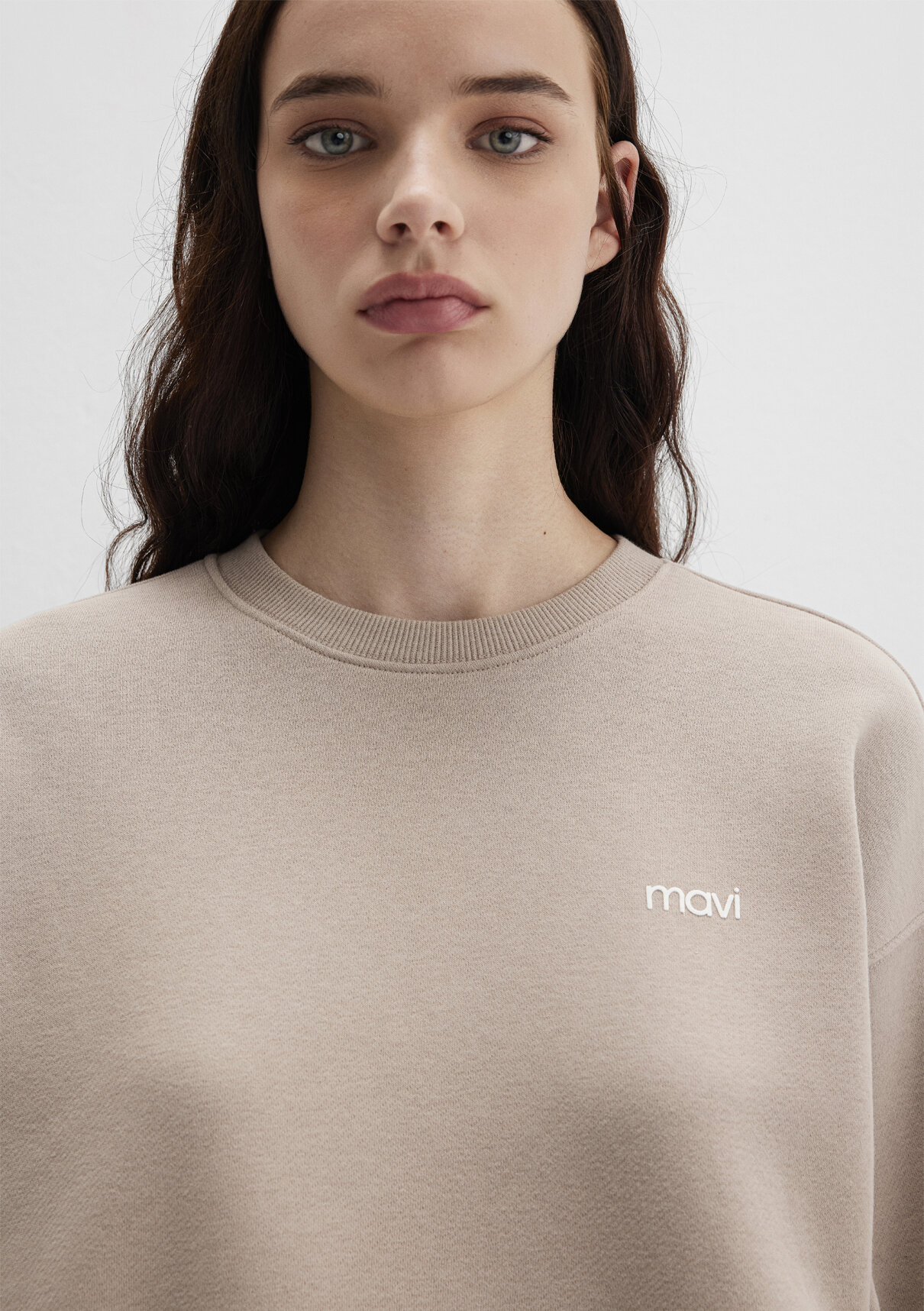Mavi Logo Baskılı Bej Sweatshirt görsel 5