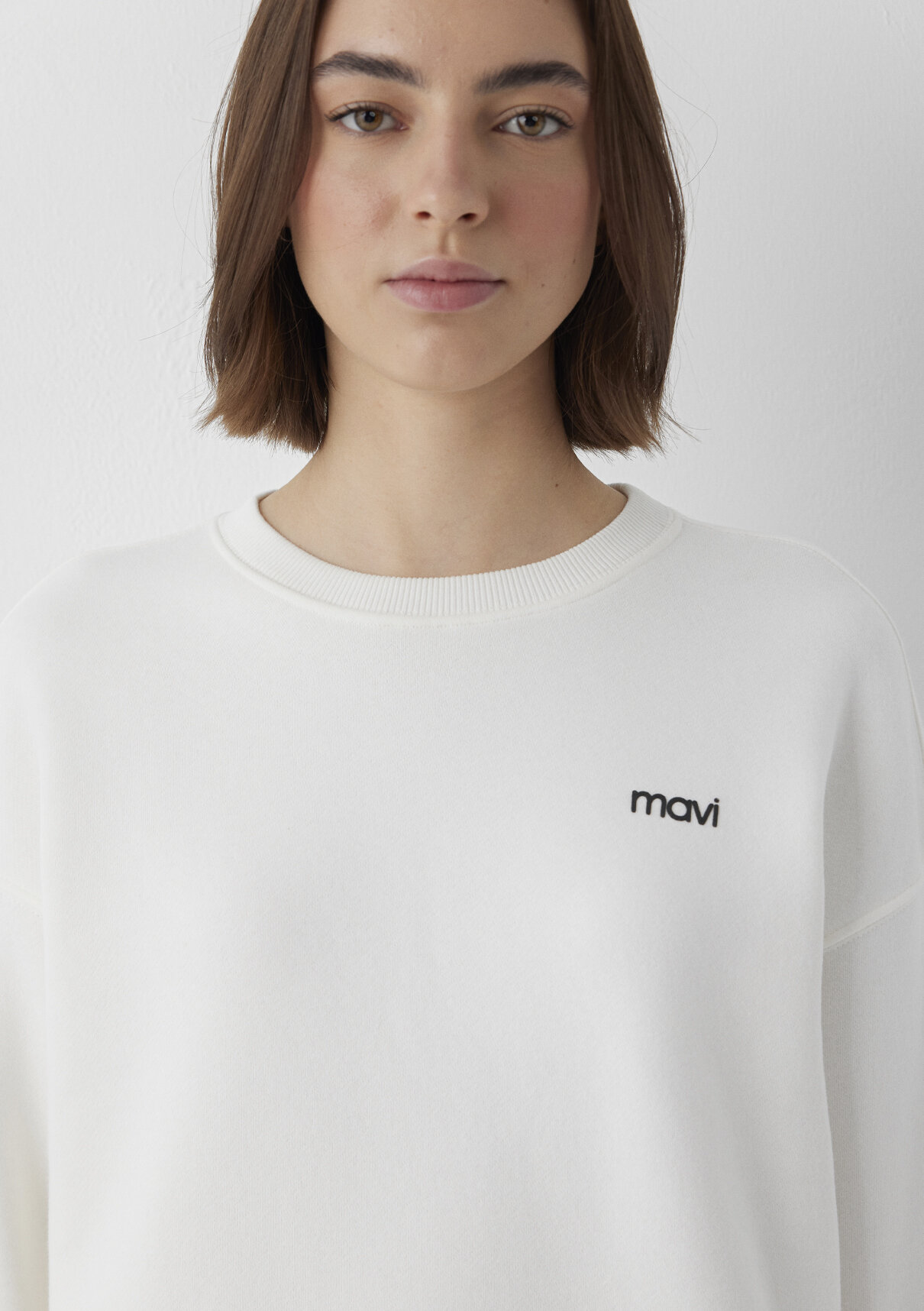 Mavi Logo Baskılı Ekru Sweatshirt görsel 6