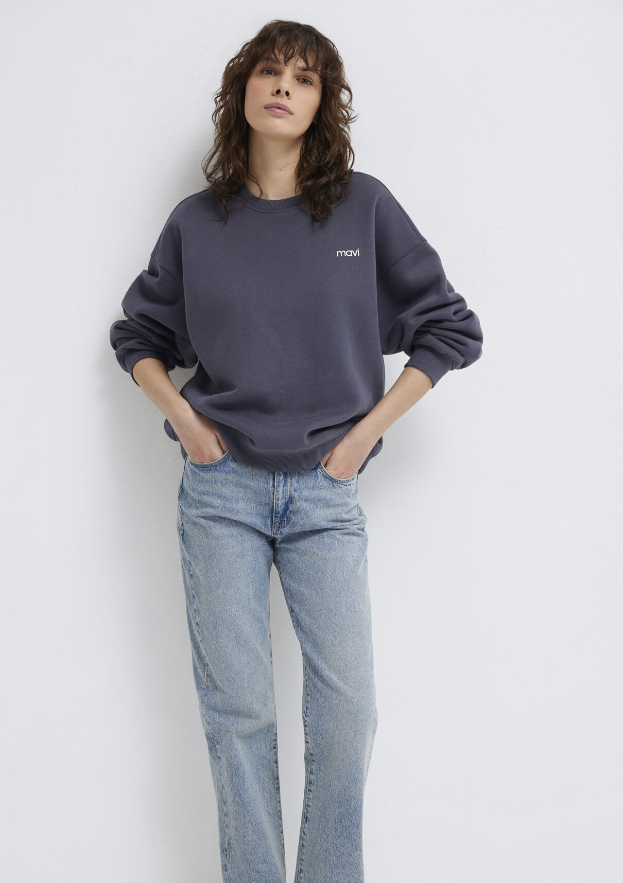 Mavi Logo Baskılı Antrasit Sweatshirt görsel 2