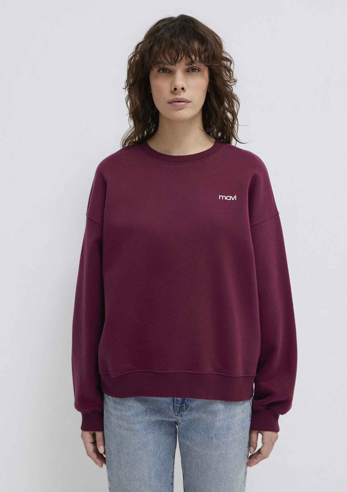 Mavi Logo Baskılı Bordo Sweatshirt görsel 4