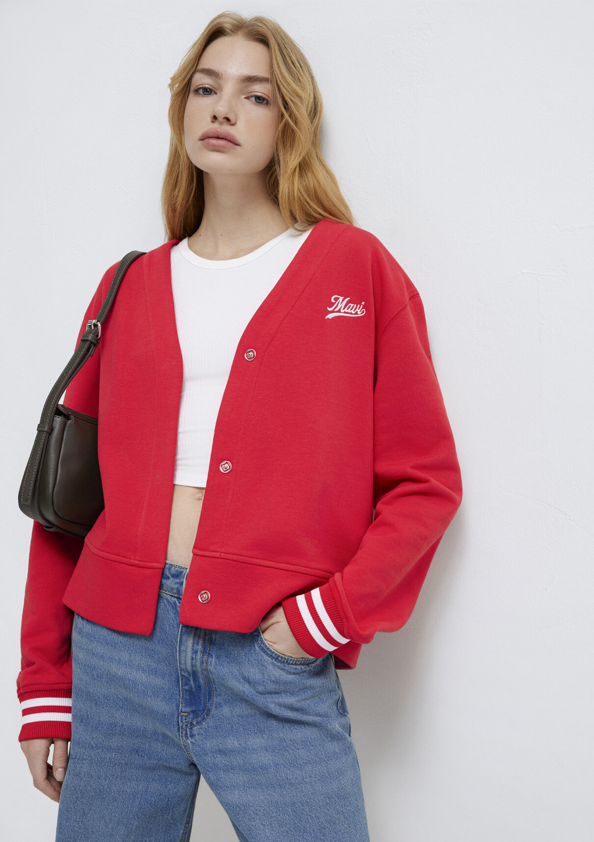 Mavi Baskılı Kırmızı Sweatshirt