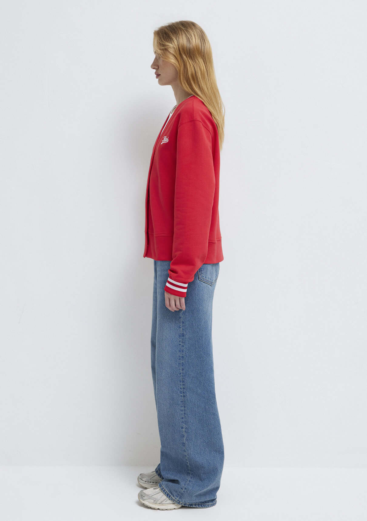 Mavi Baskılı Kırmızı Sweatshirt görsel 5
