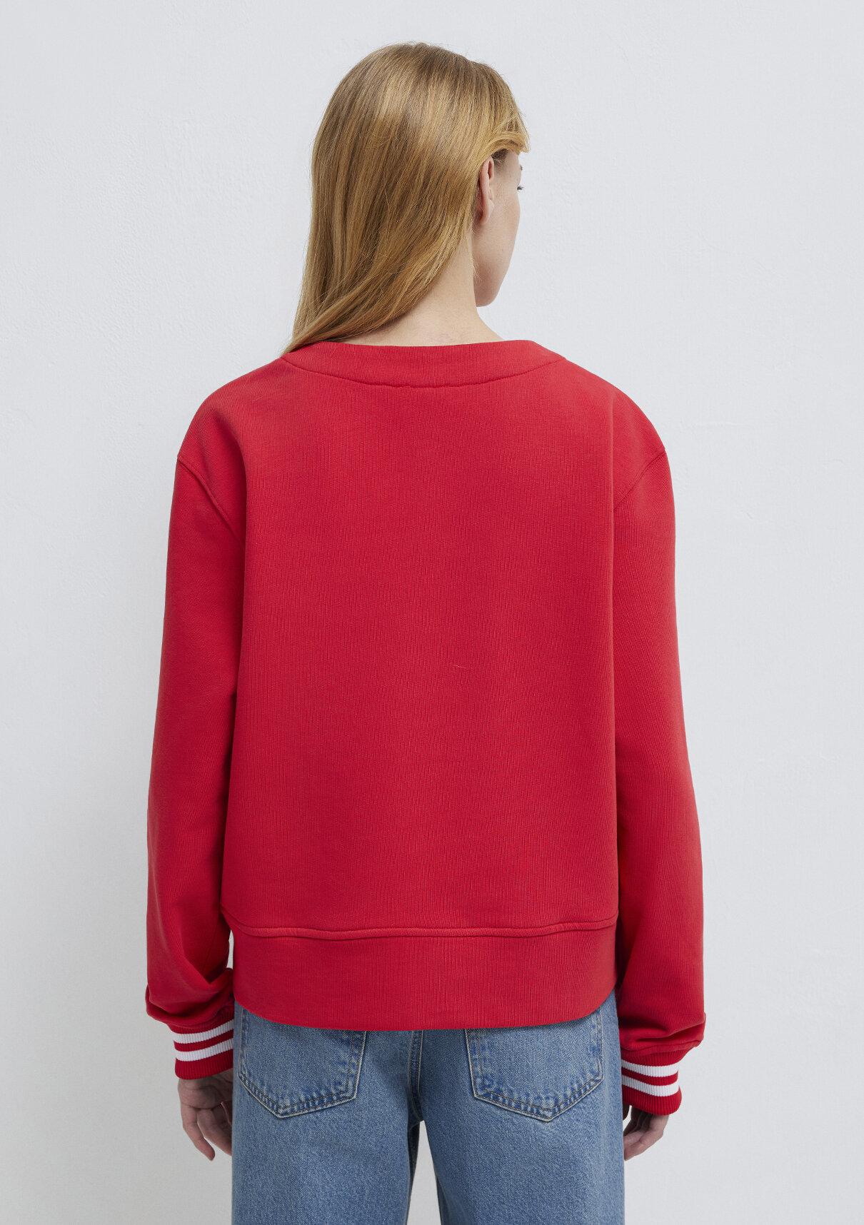Mavi Baskılı Kırmızı Sweatshirt görsel 6
