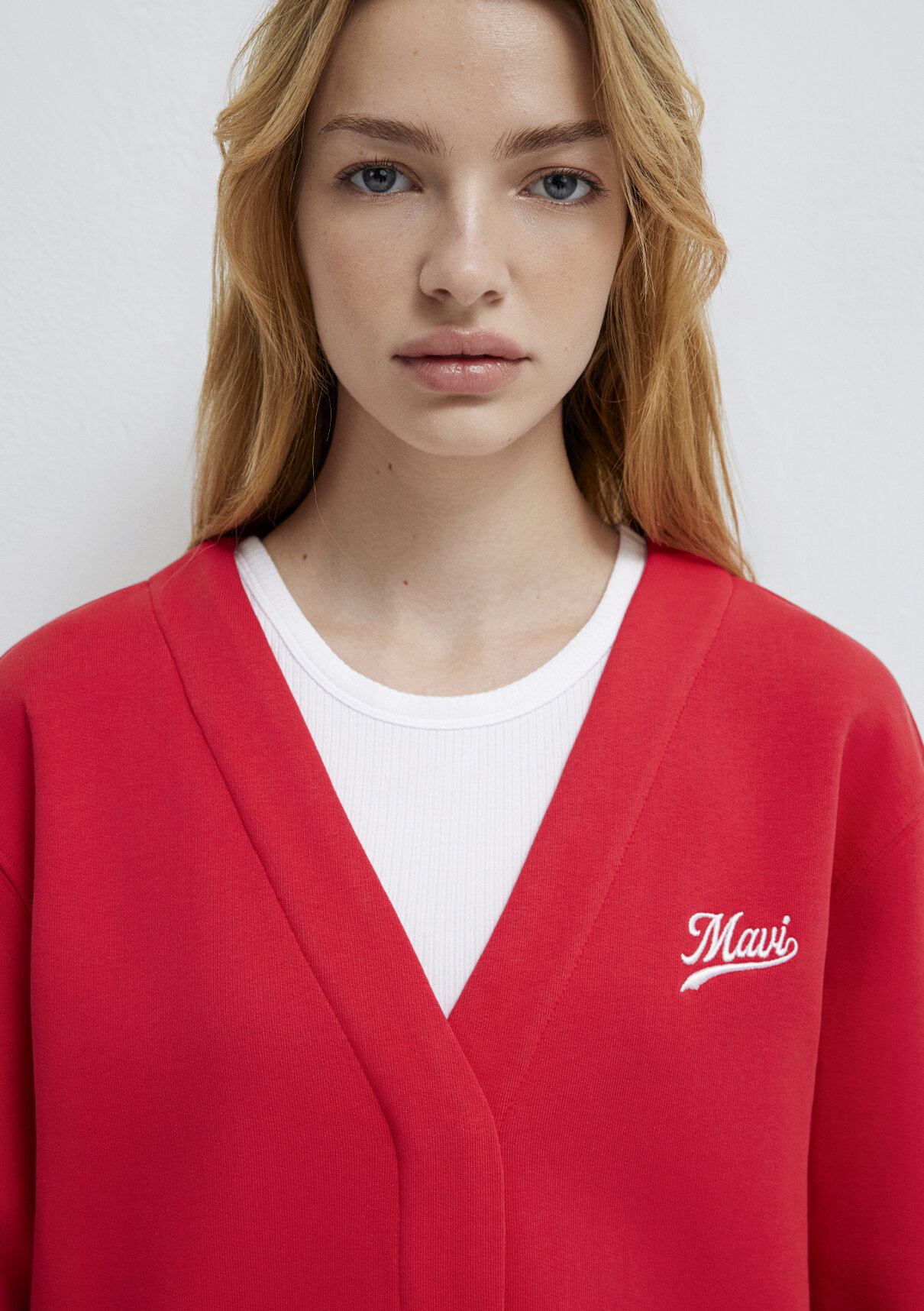 Mavi Baskılı Kırmızı Sweatshirt görsel 7