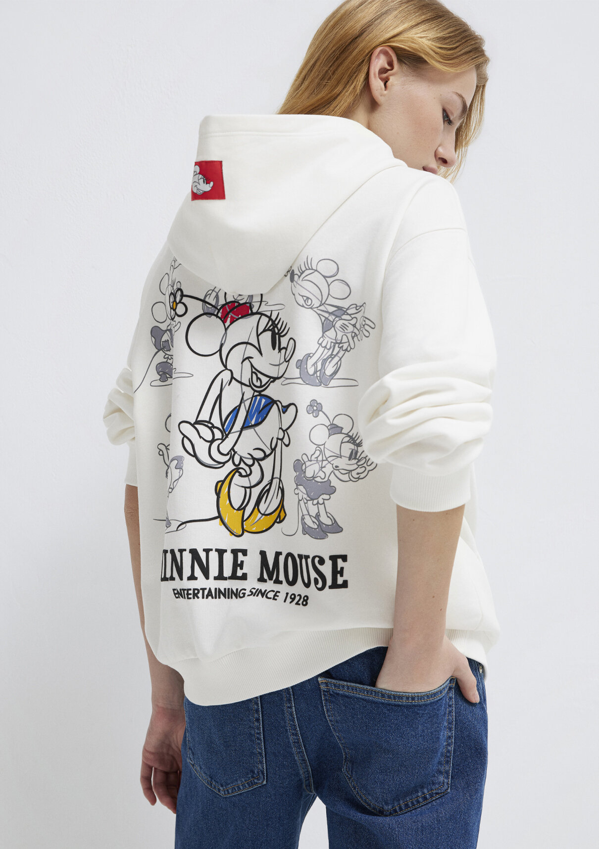 Mavi Minnie Mouse Baskılı Ekru Sweatshirt