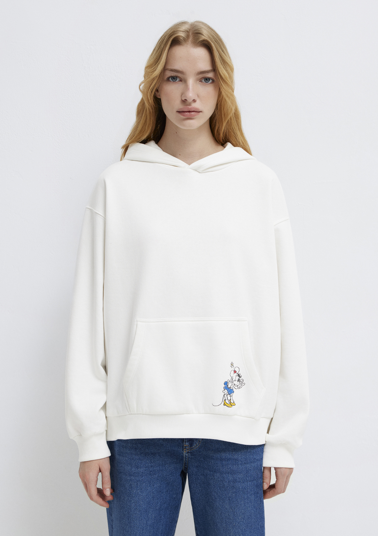 Mavi Minnie Mouse Baskılı Ekru Sweatshirt görsel 3
