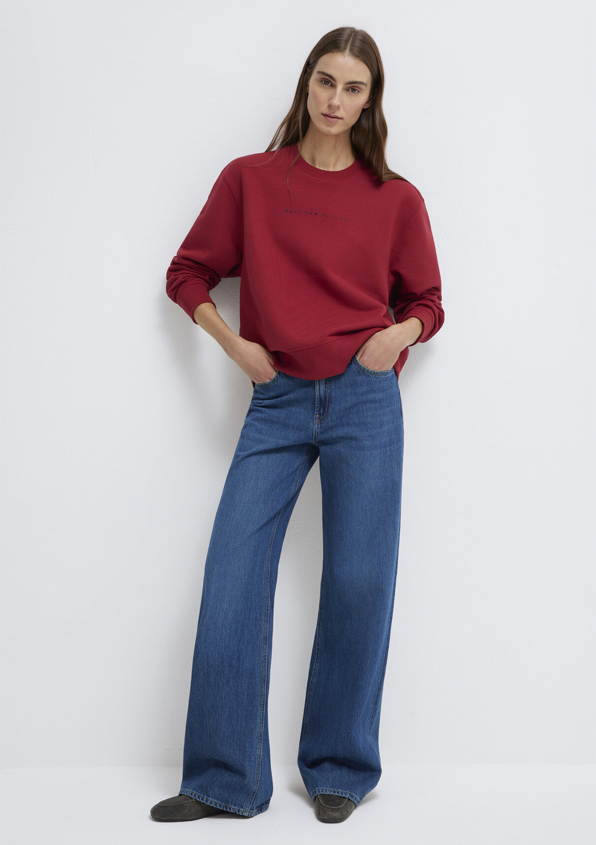 Mavi Denim Baskılı Kırmızı Sweatshirt görsel 2