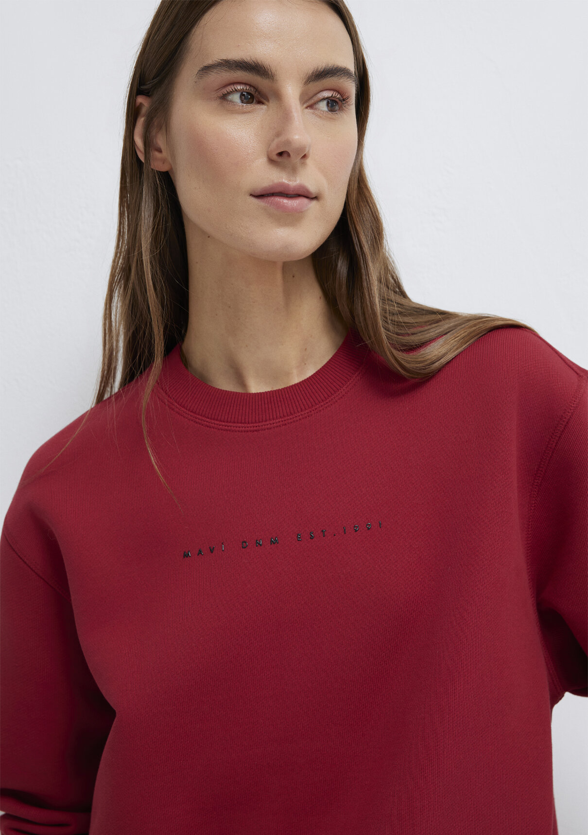Mavi Denim Baskılı Kırmızı Sweatshirt görsel 3