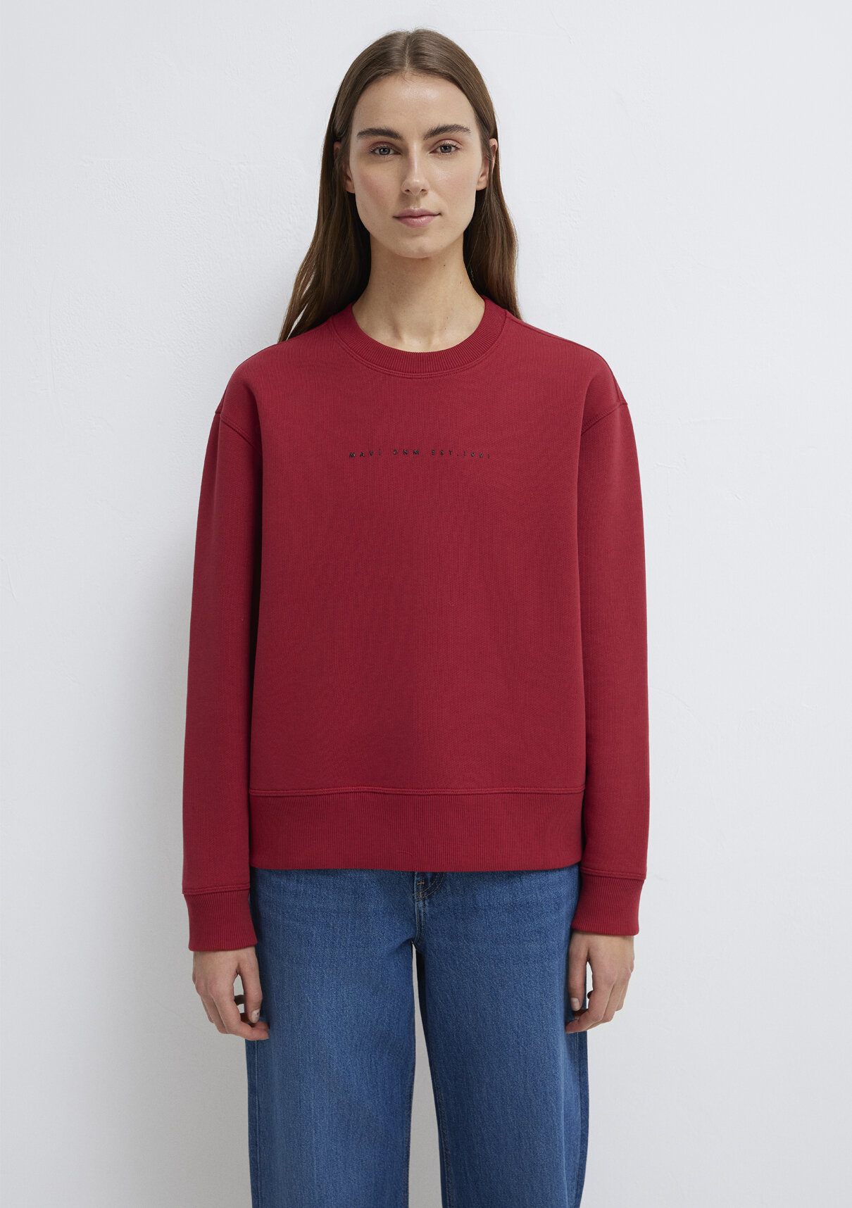 Mavi Denim Baskılı Kırmızı Sweatshirt görsel 4