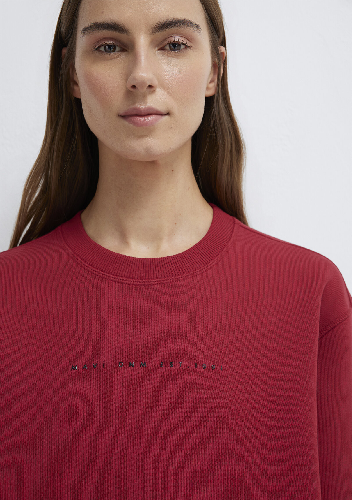 Mavi Denim Baskılı Kırmızı Sweatshirt görsel 7