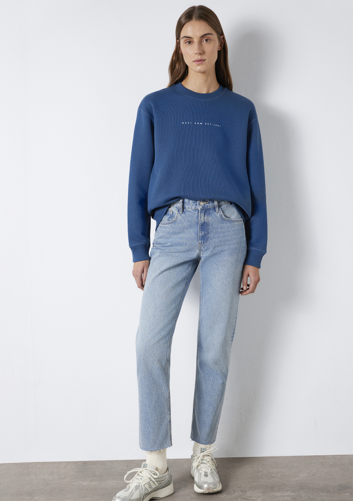 Mavi Denim Baskılı Mavi Sweatshirt görsel 2