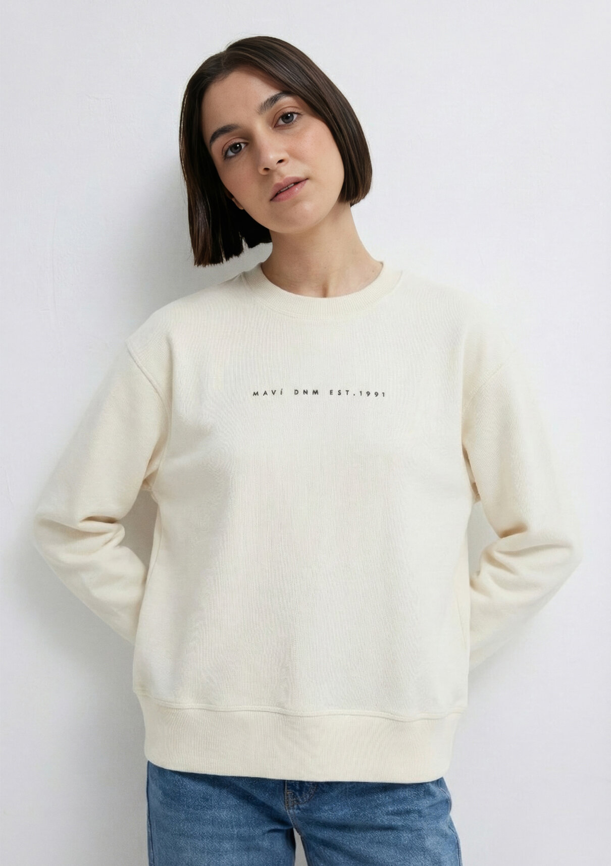 Mavi Denim Baskılı Ekru Sweatshirt görsel 2