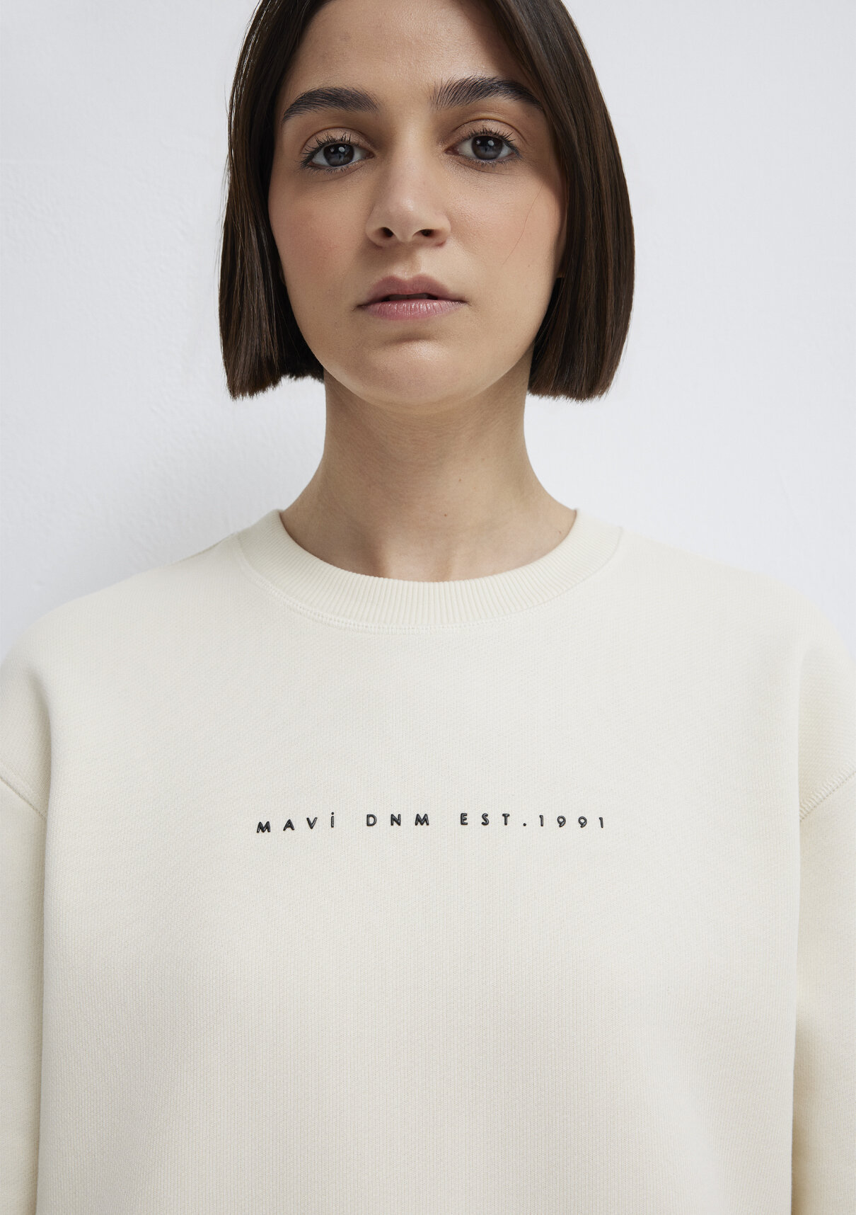 Mavi Denim Baskılı Ekru Sweatshirt görsel 7