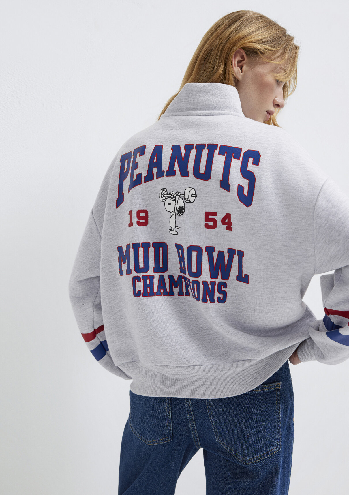 Mavi Peanuts Baskılı Gri Sweatshirt görsel 2