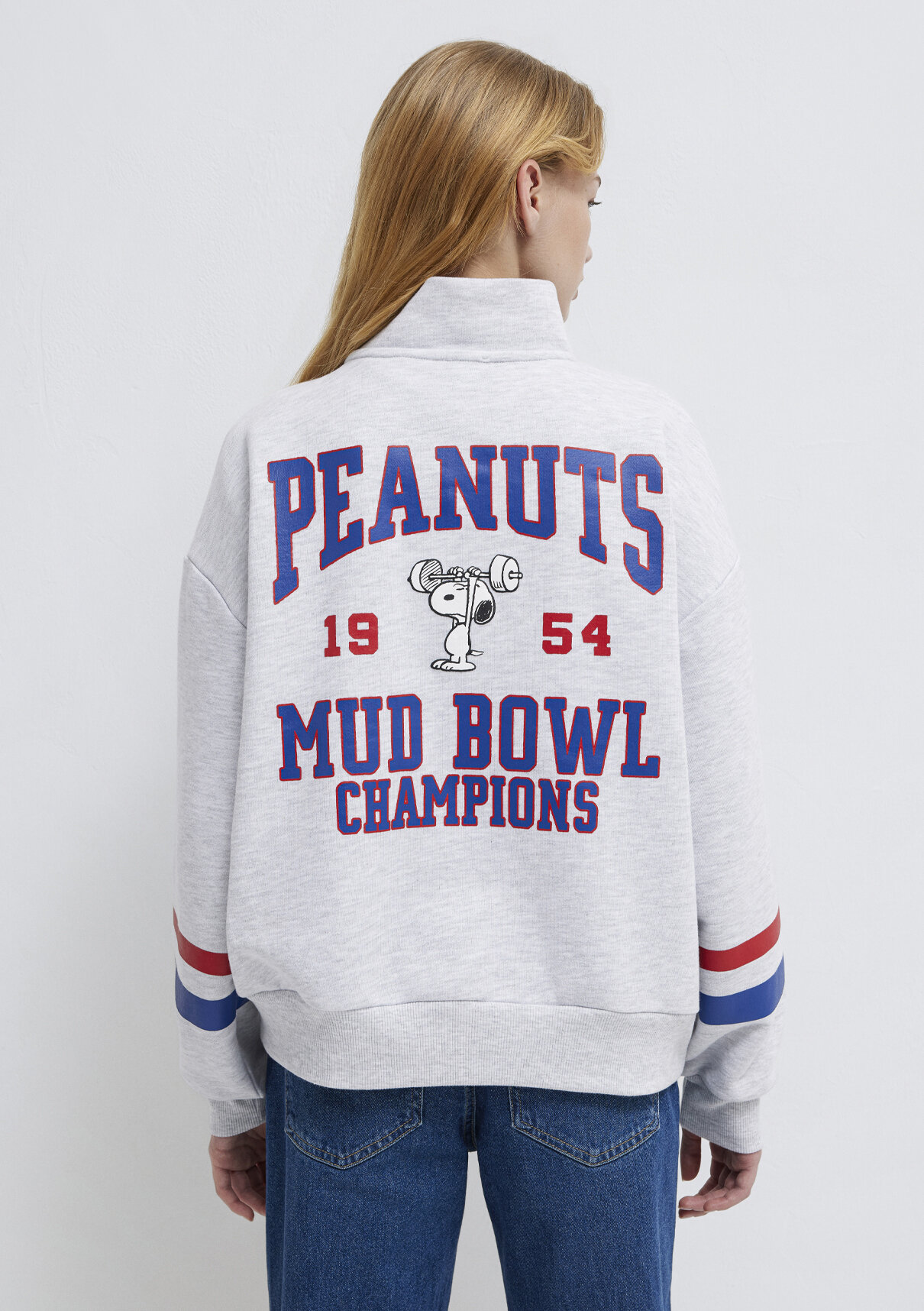 Mavi Peanuts Baskılı Gri Sweatshirt görsel 6